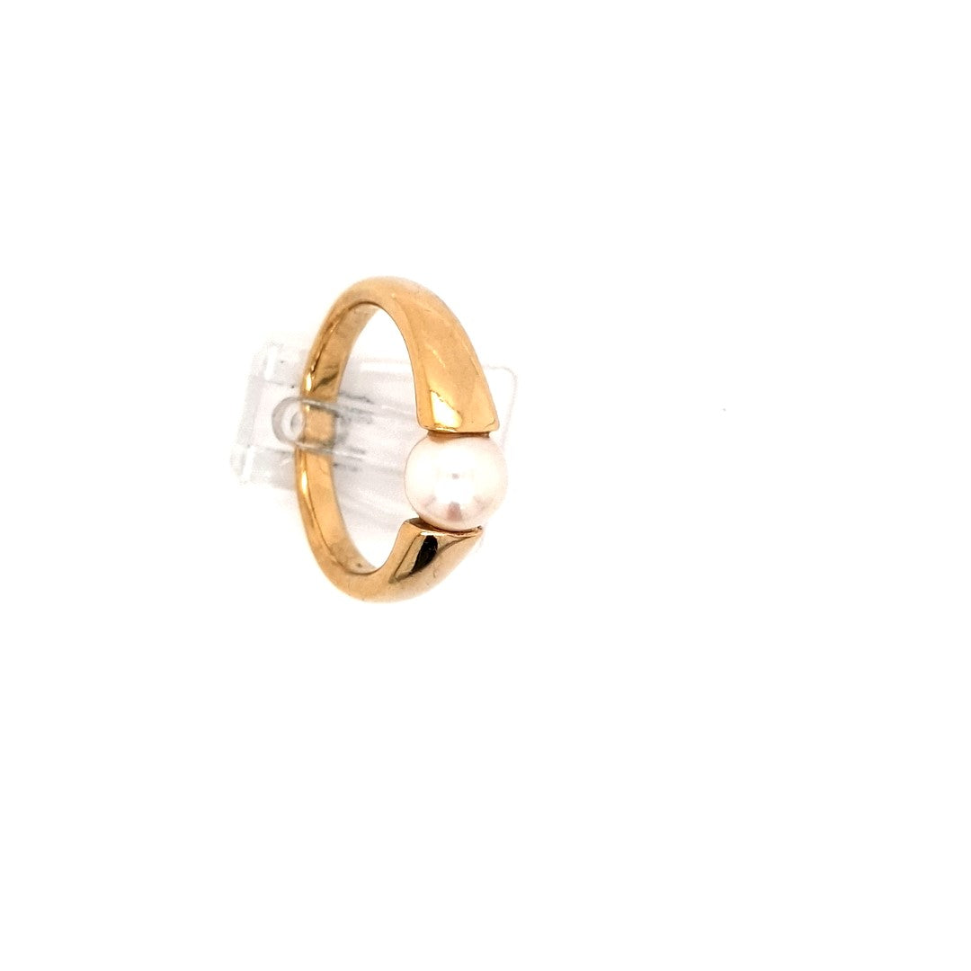 Damen Ring Gelbgold 750/18 kt Akoyaperle *65* Massiv 10,5 gr Schmuck 207446