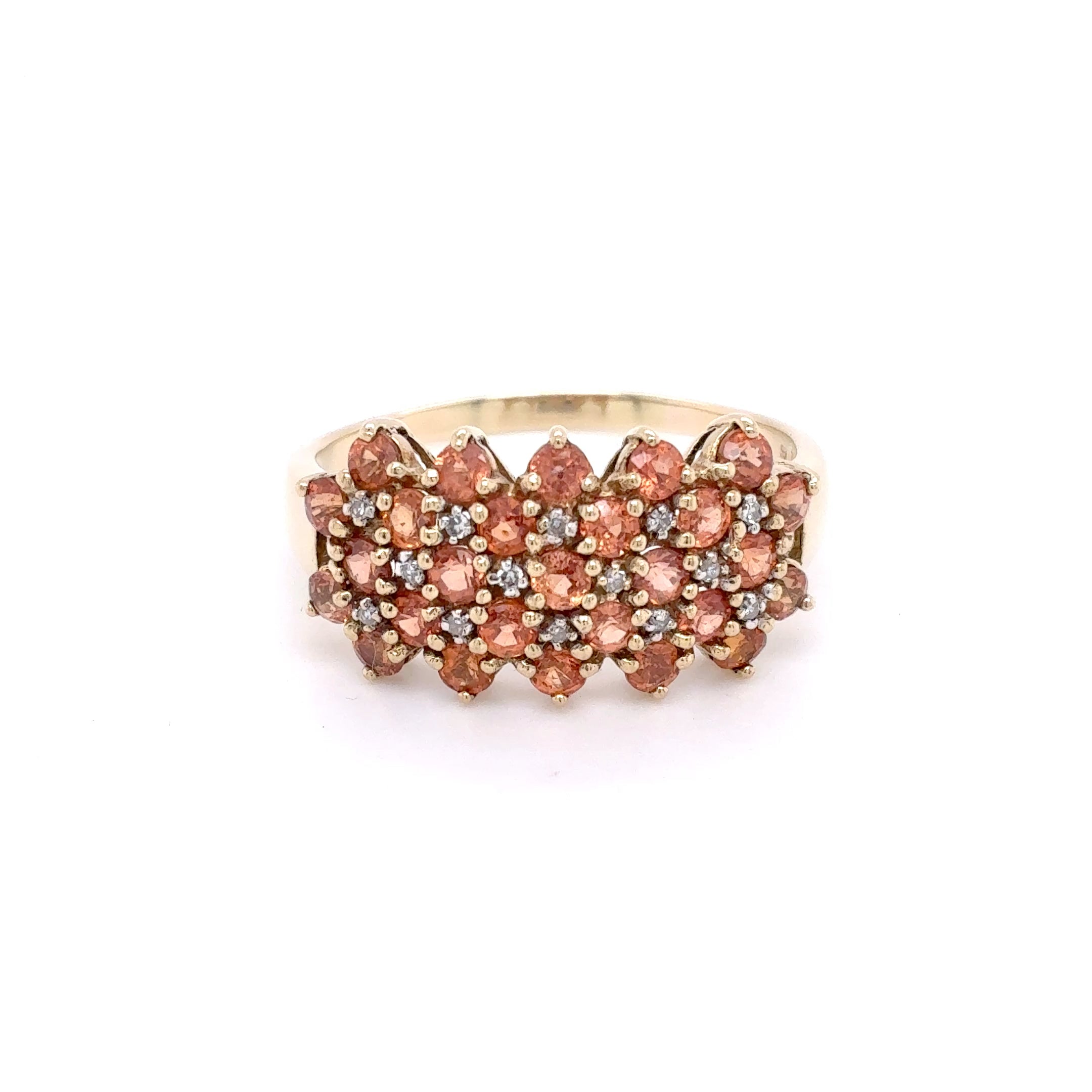 Ring mit Farbstein Orange Weiß 375 Gelbgold 9kt Gold Gr. 66