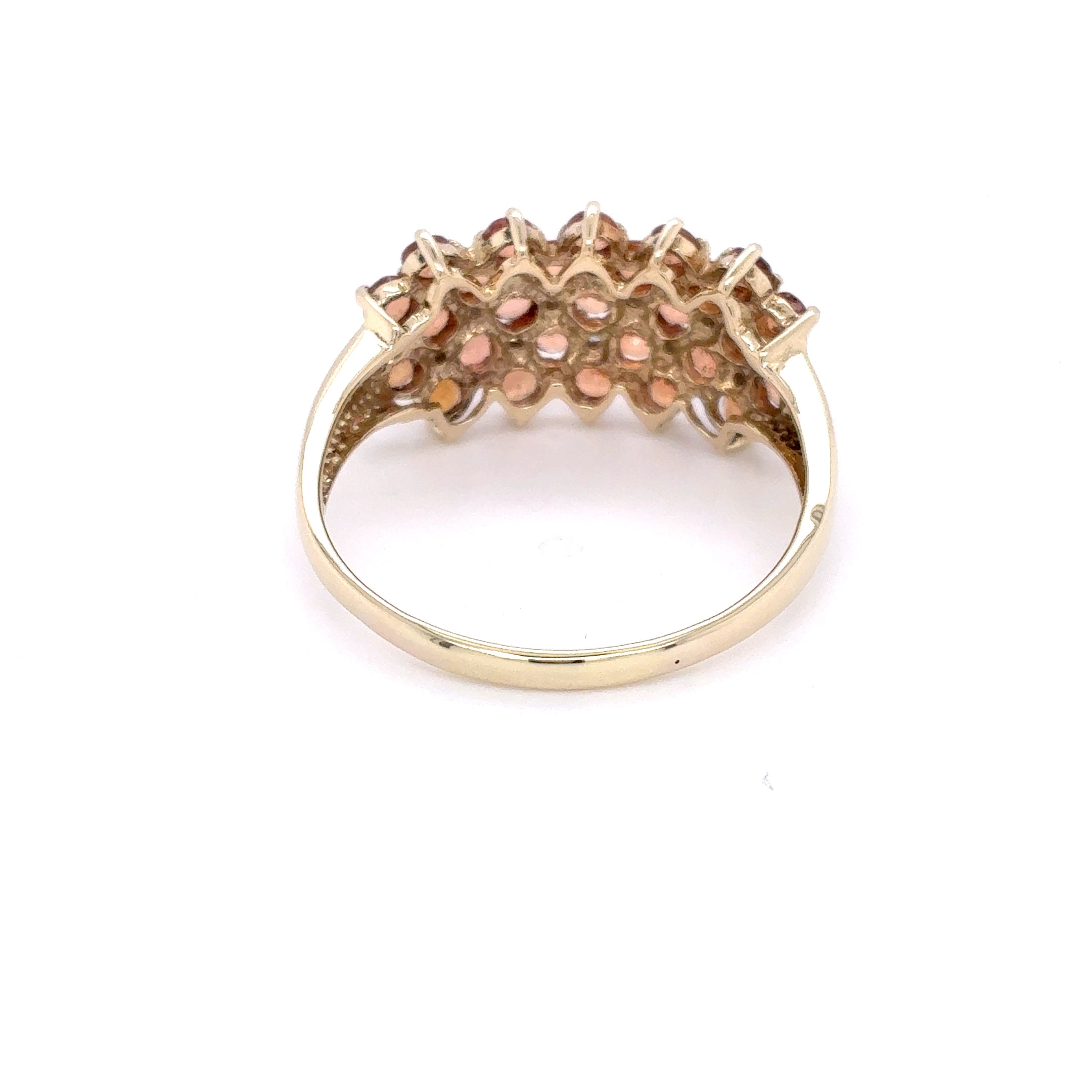 Ring mit Farbstein Orange Weiß 375 Gelbgold 9kt Gold Gr. 66
