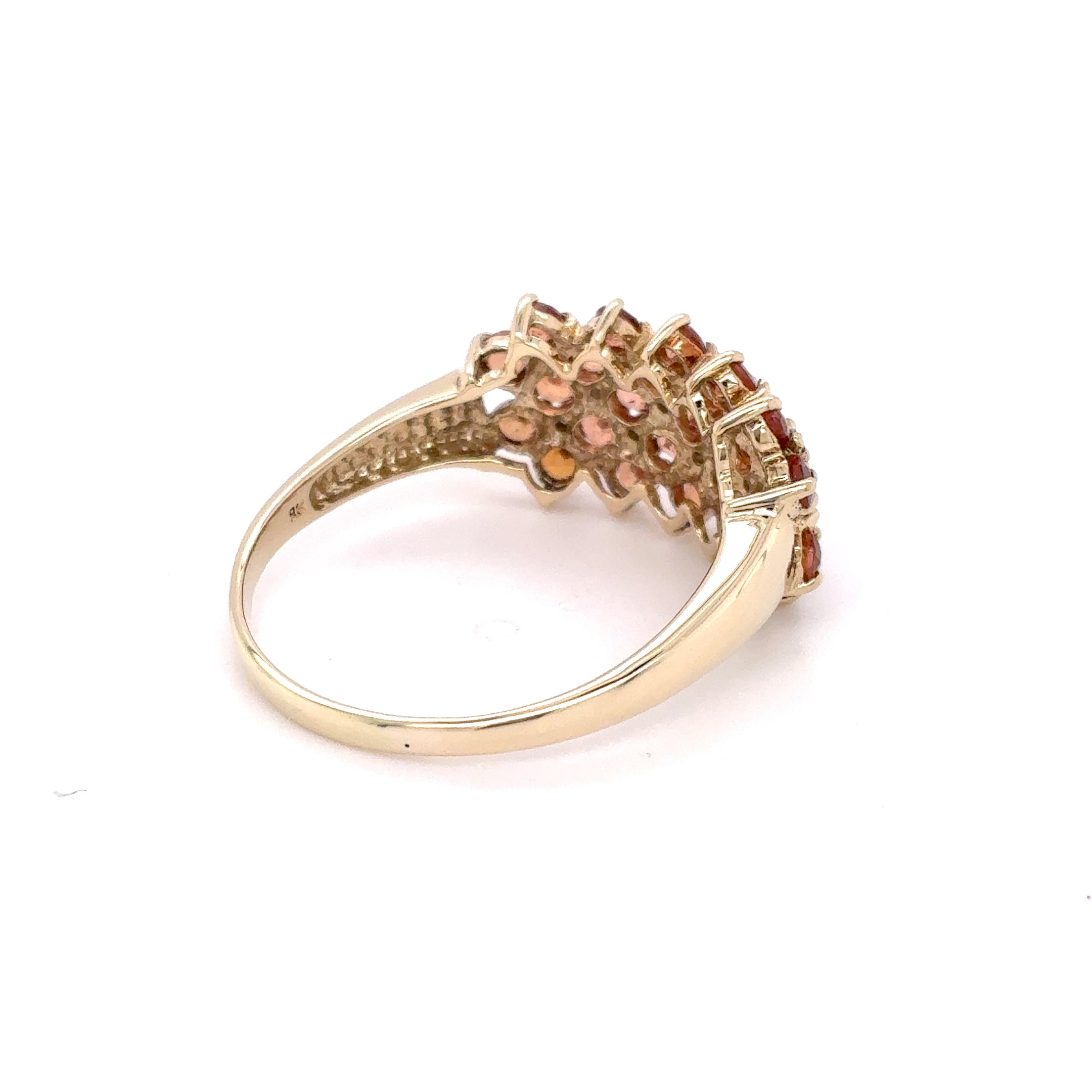 Ring mit Farbstein Orange Weiß 375 Gelbgold 9kt Gold Gr. 66