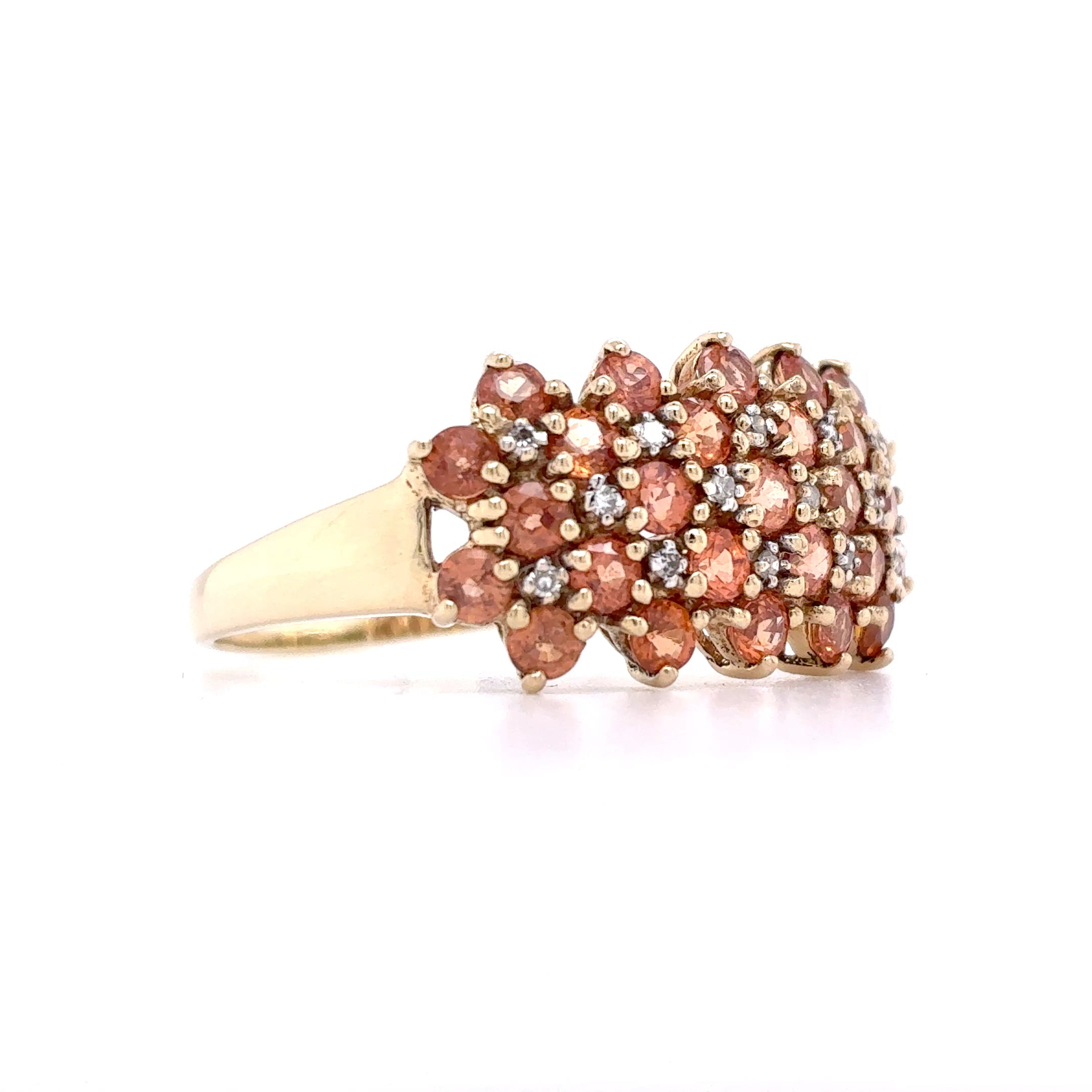 Ring mit Farbstein Orange Weiß 375 Gelbgold 9kt Gold Gr. 66