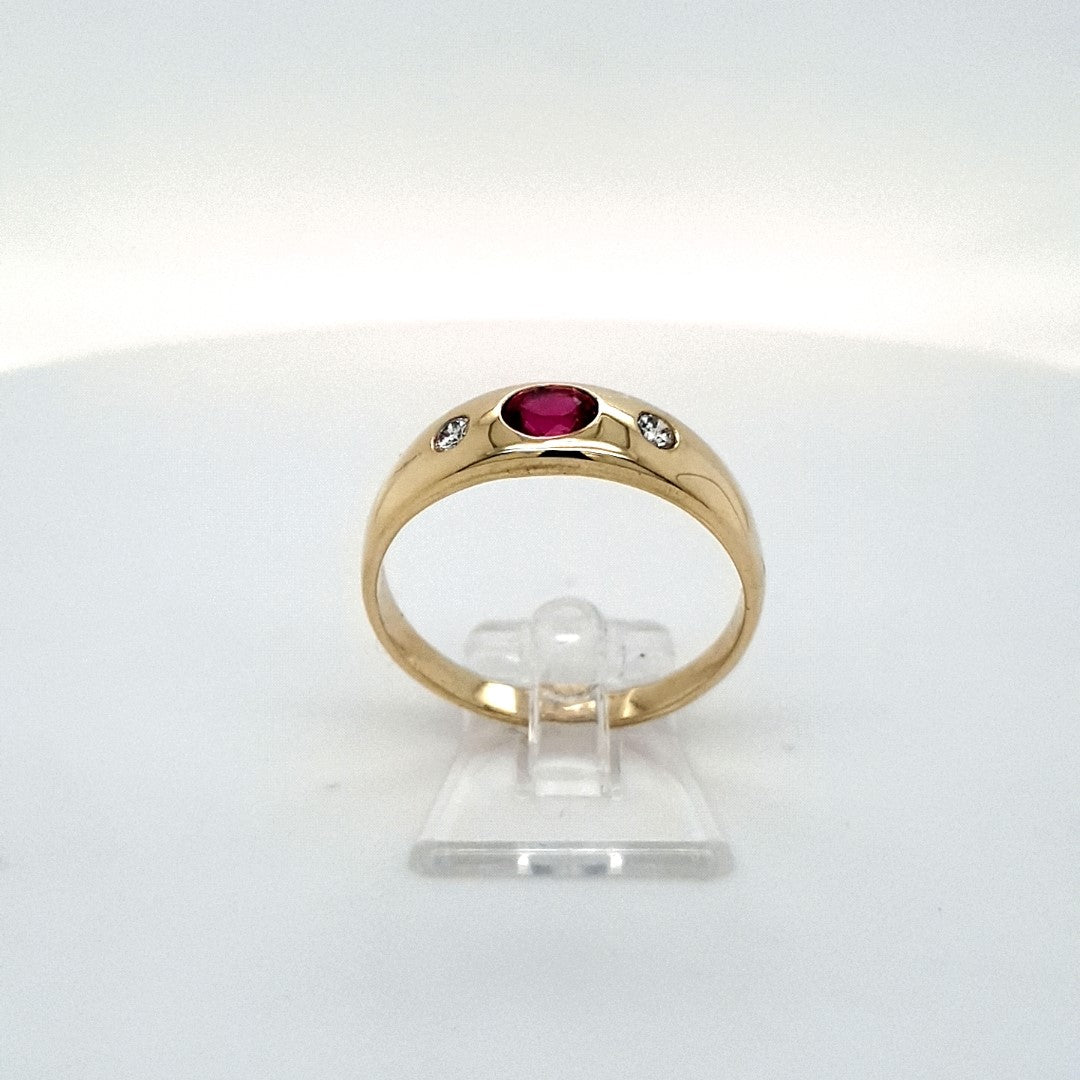 Ring Gelb Gold 585 Brillanten Schmuckstein Rot Unisex