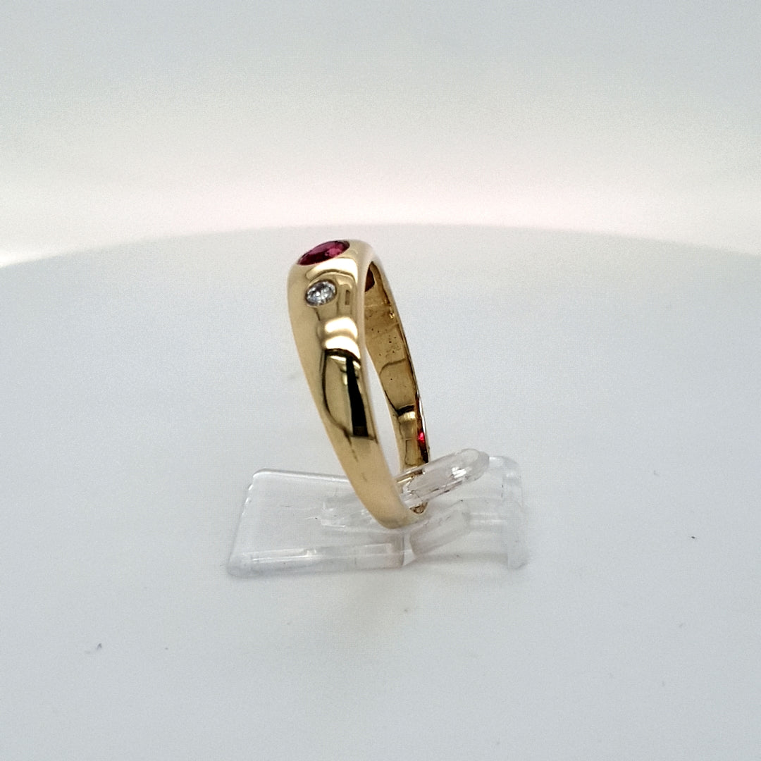 Ring Gelb Gold 585 Brillanten Schmuckstein Rot Unisex