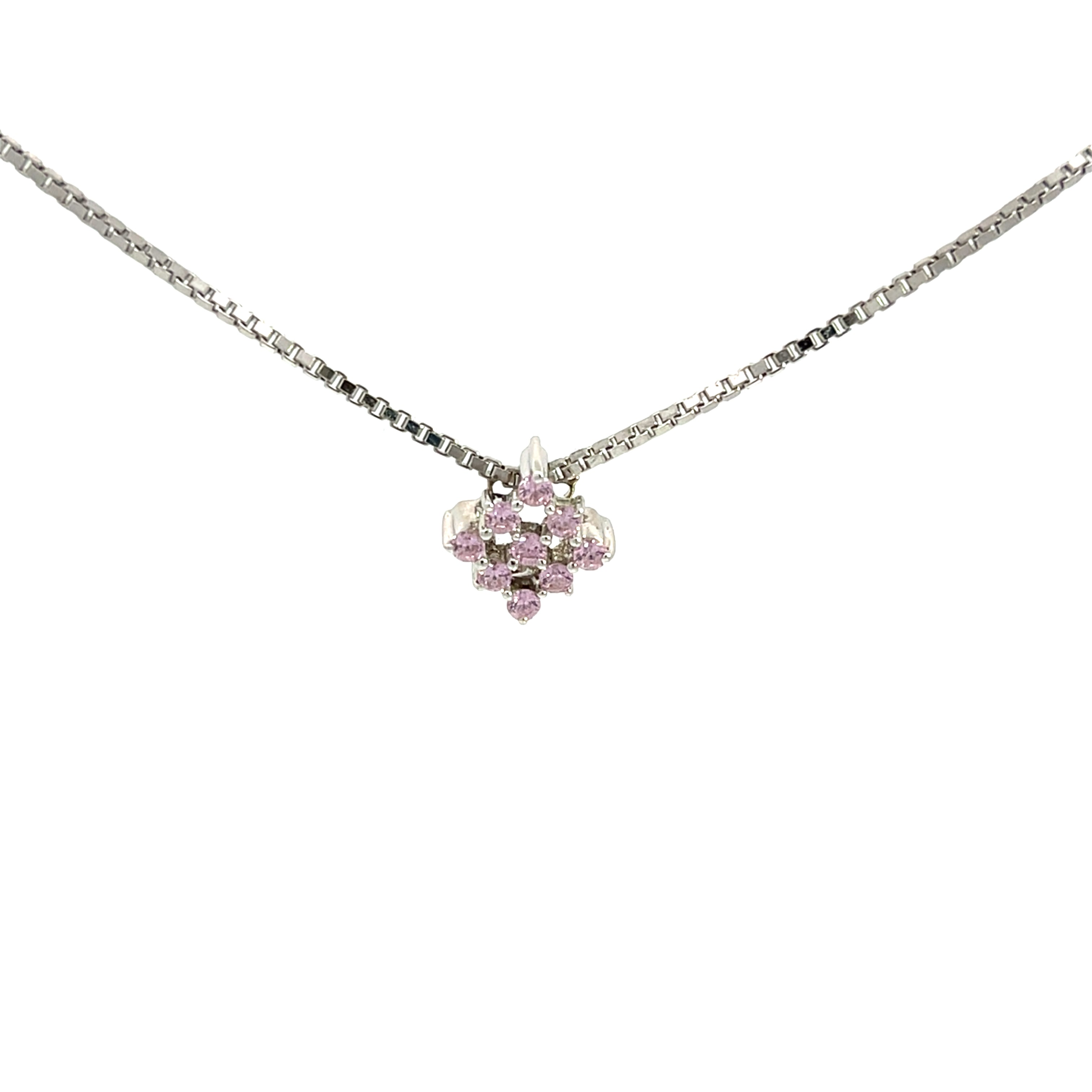 Kette mit rosa Steinen Weiß Gold 585 14 Karat