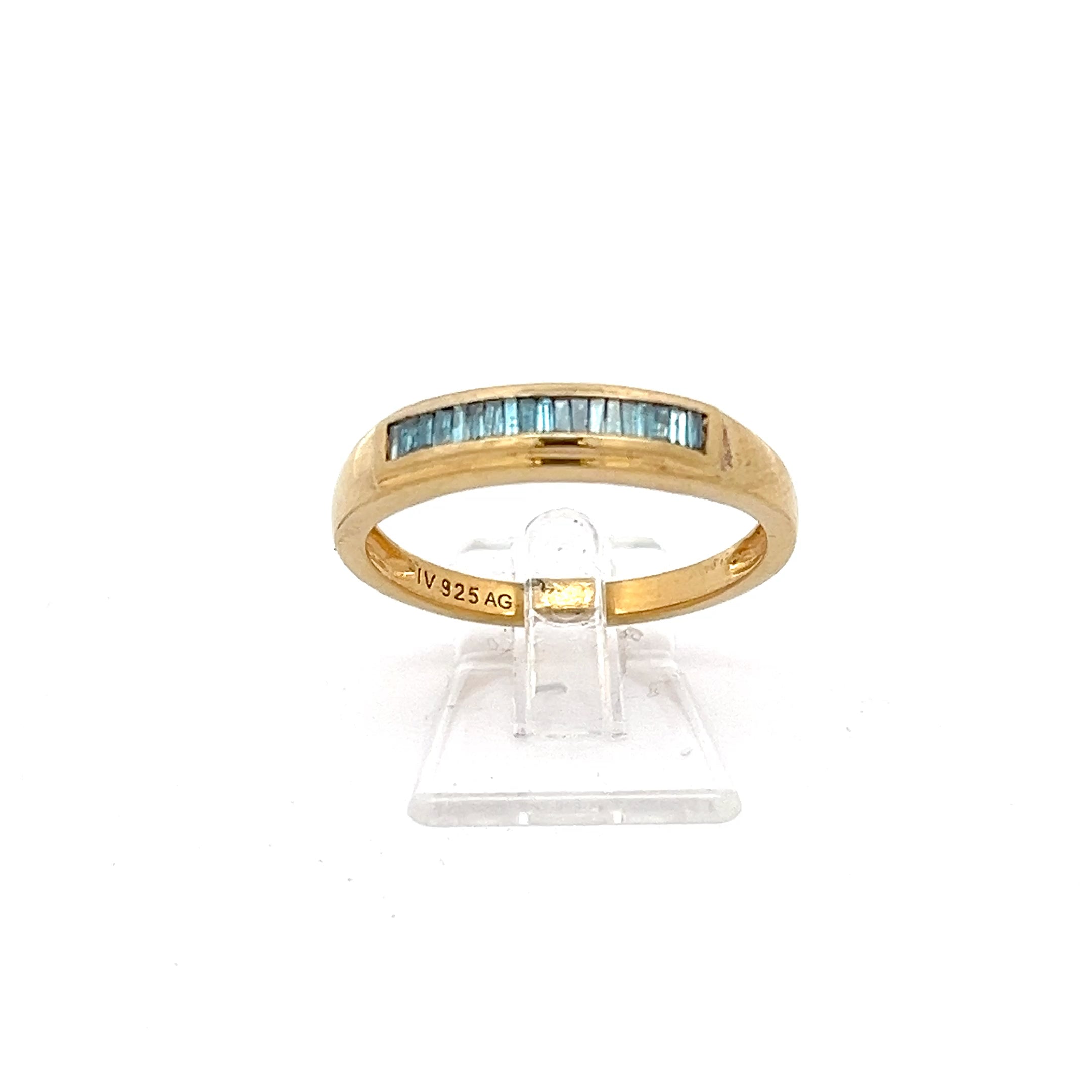 Sterling Silber Ring vergoldet mit blauen Steinen *63*