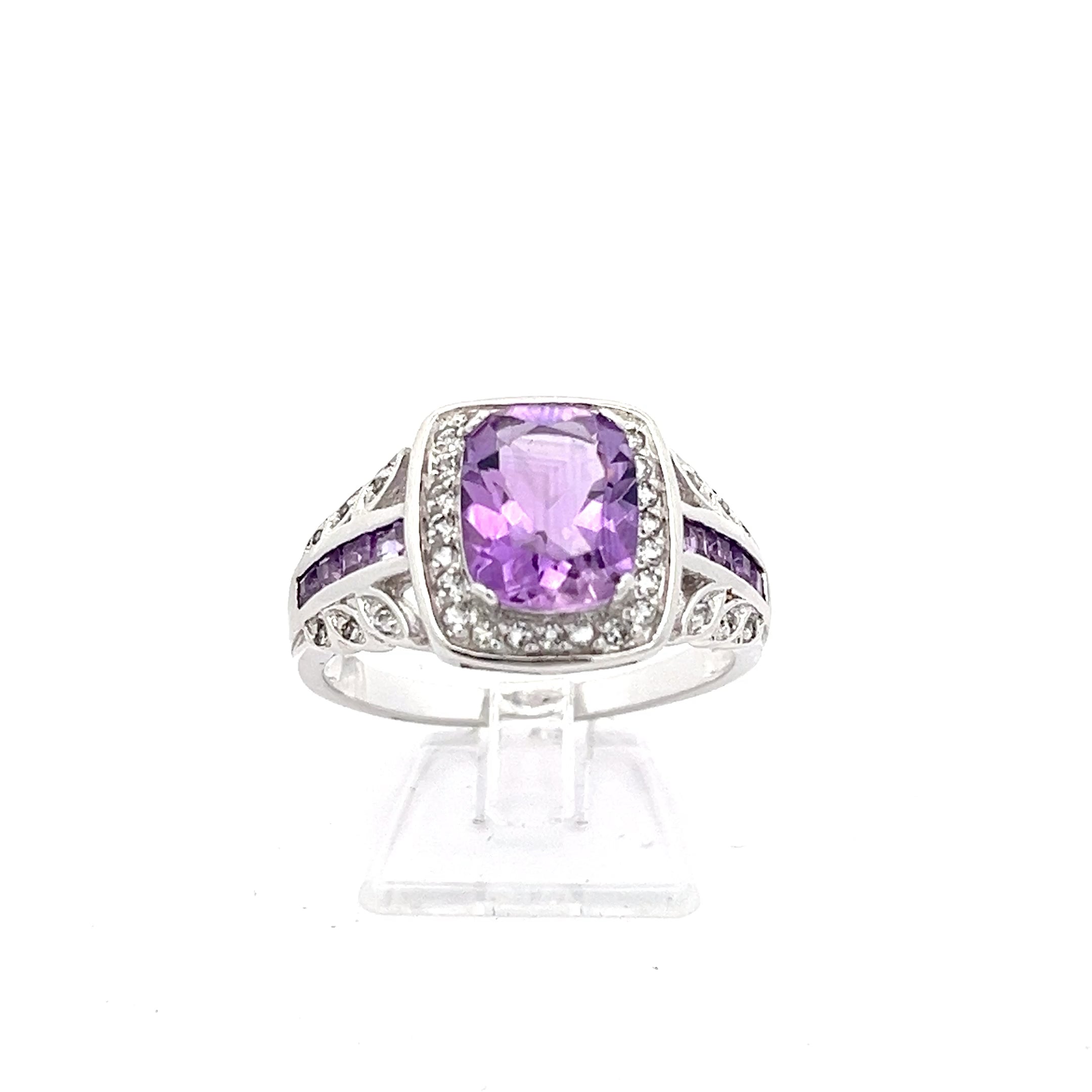Ring Silber mit lila Steinen *63*