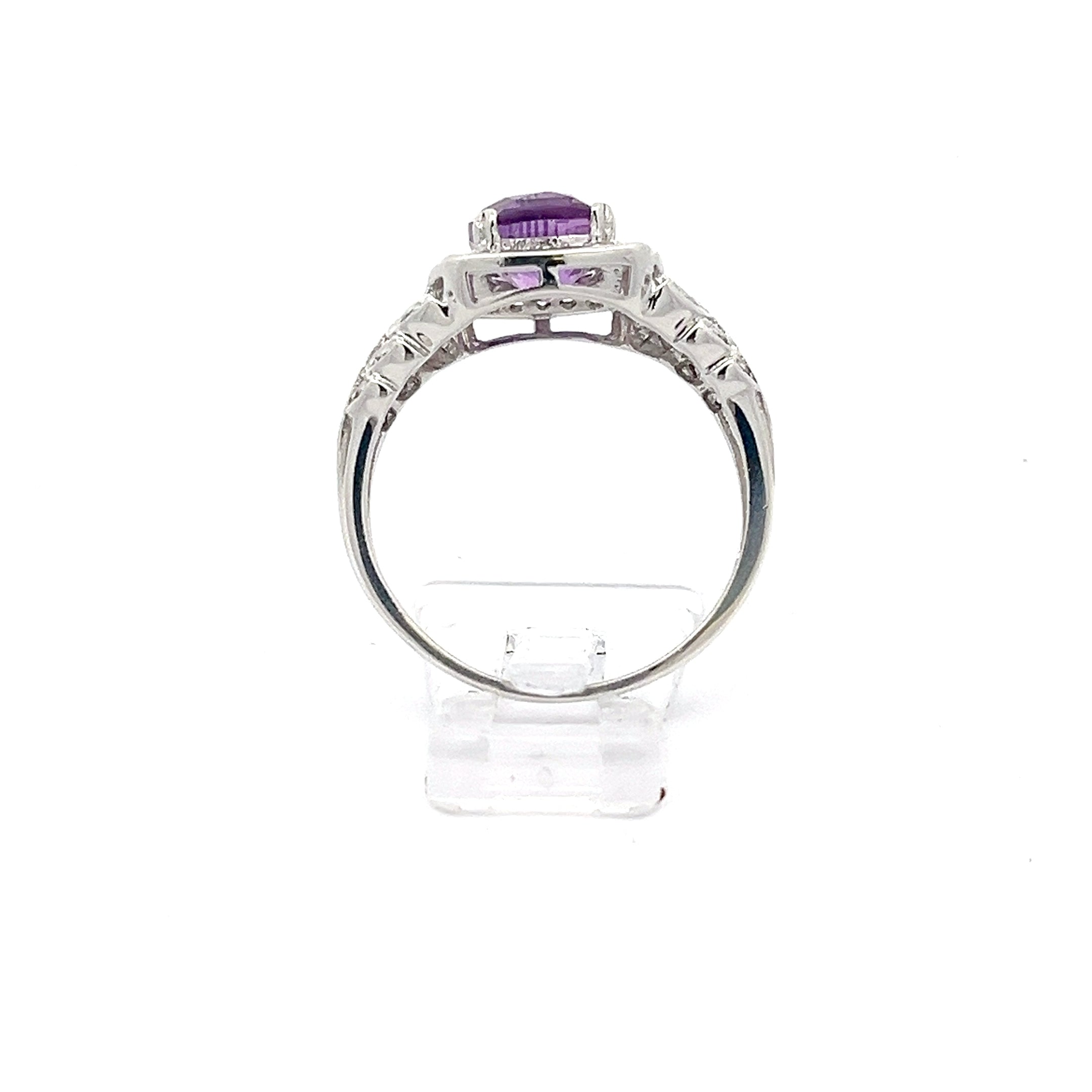 Ring Silber mit lila Steinen *63*