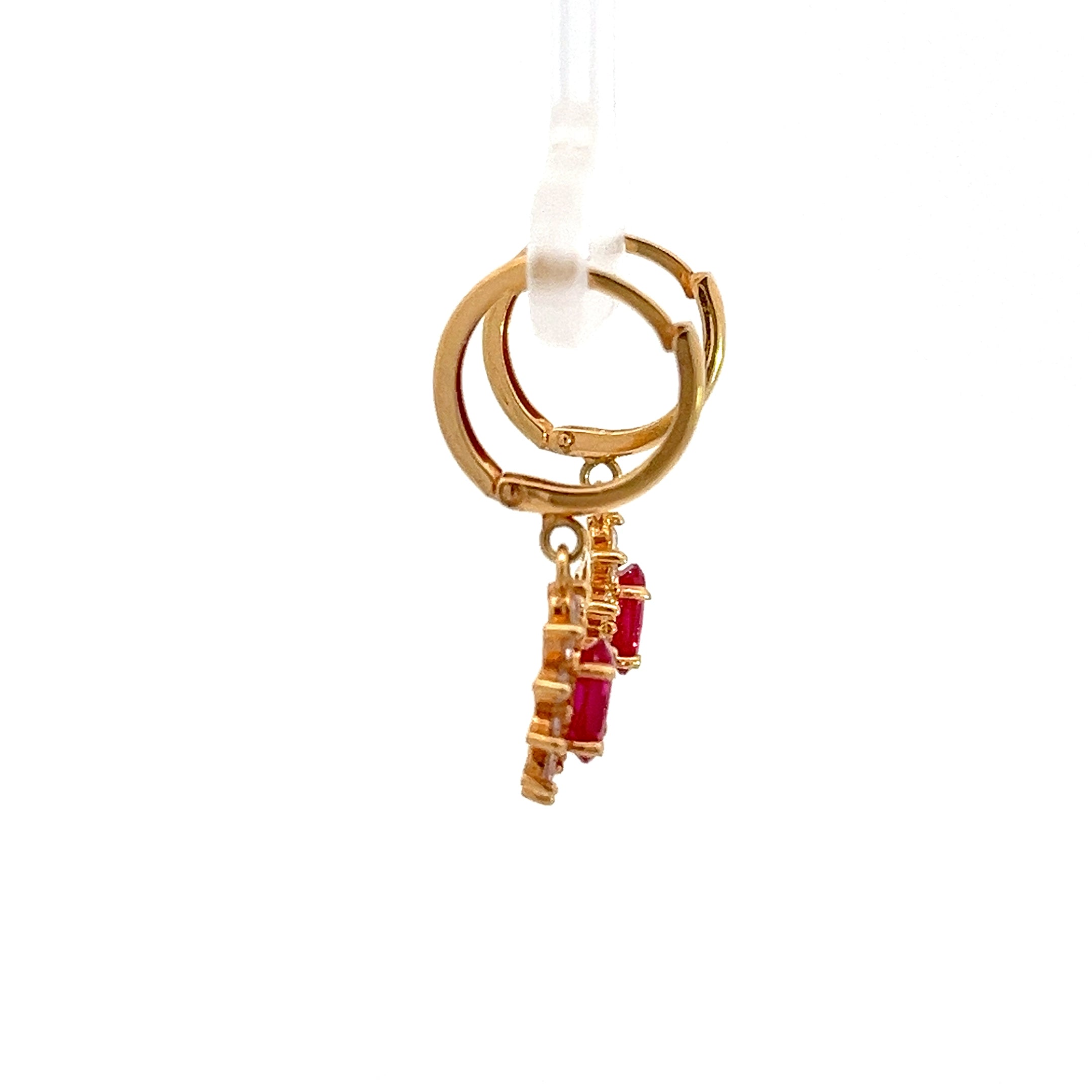 Ohrringe Creolen 666 16 Karat Gelb Gold rosa Zirkonia