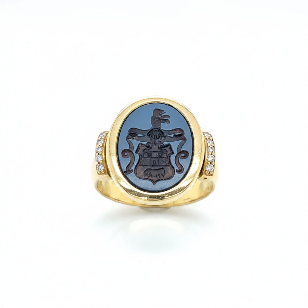 Siegelring 750 Gelbgold 18kt Ring Gold Brillant Gr. 64