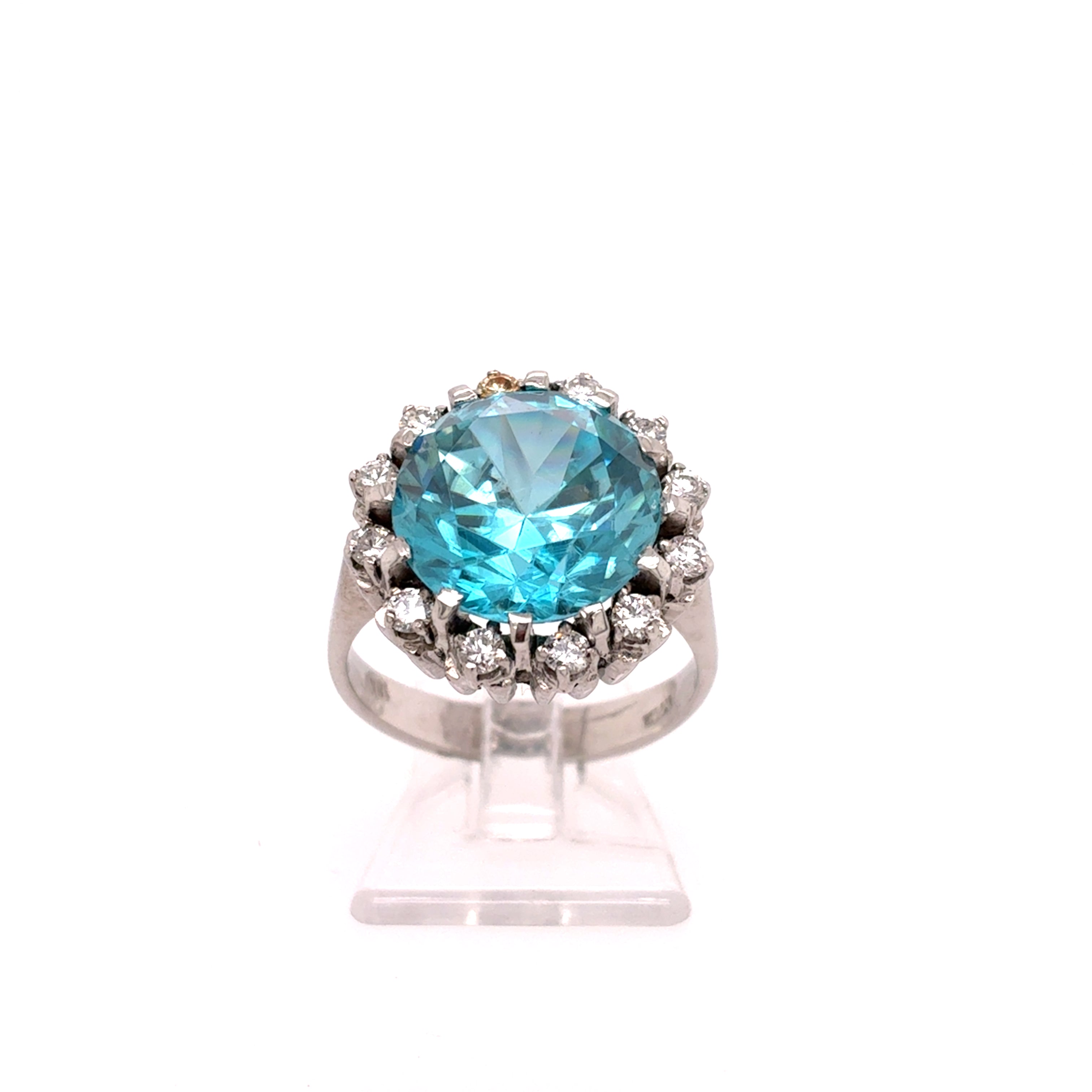 Brillant Ring 750 Weißgold 18kt Topas Gr. 55