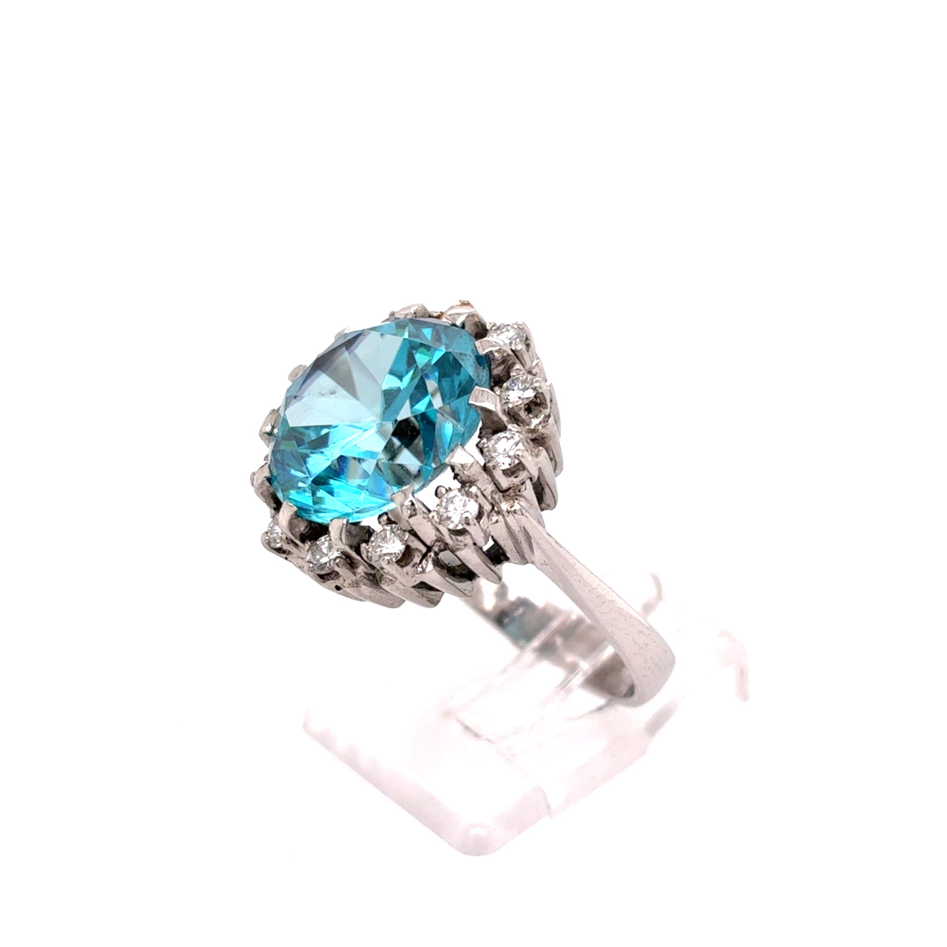 Brillant Ring 750 Weißgold 18kt Topas Gr. 55