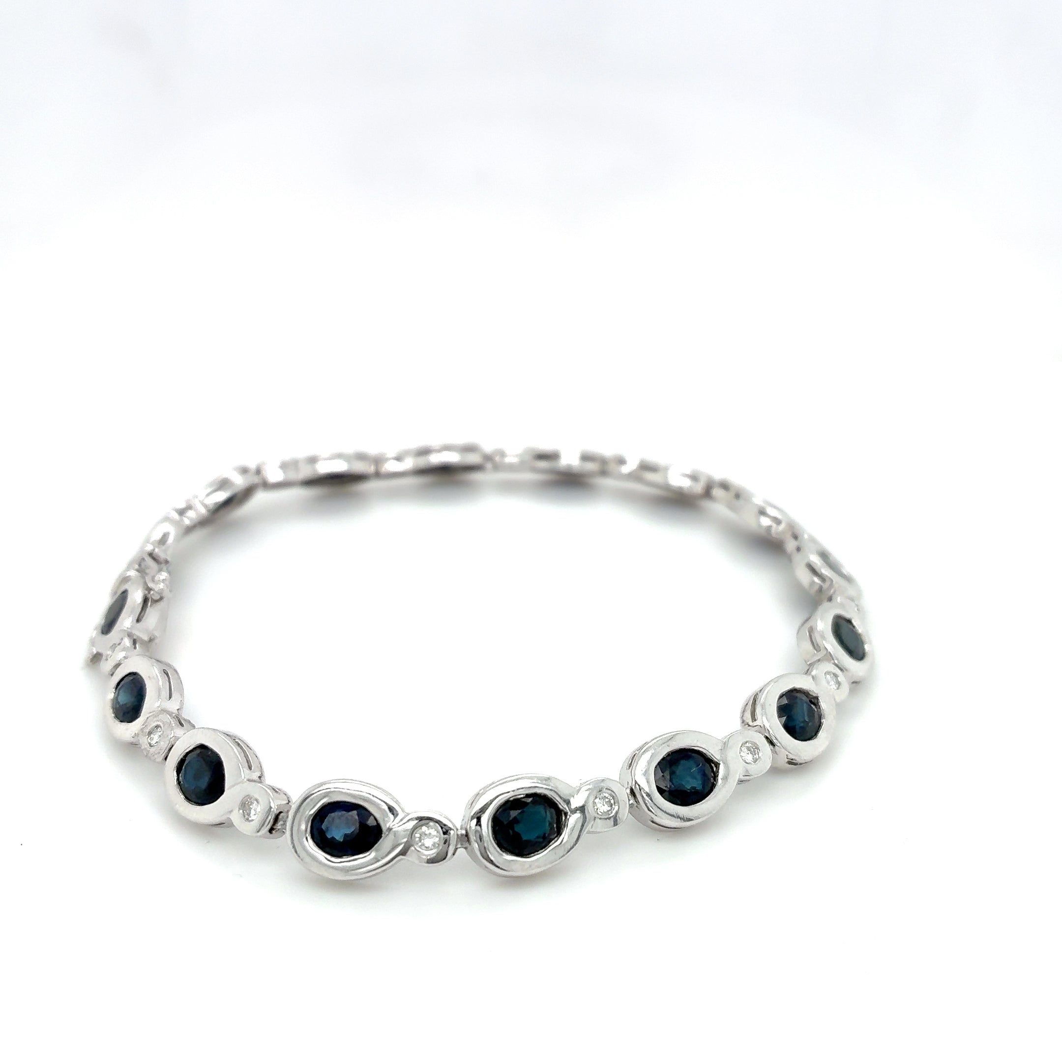 Armband Gold 585 Weißgold 14Kt Brillant Saphire L: 20cm
