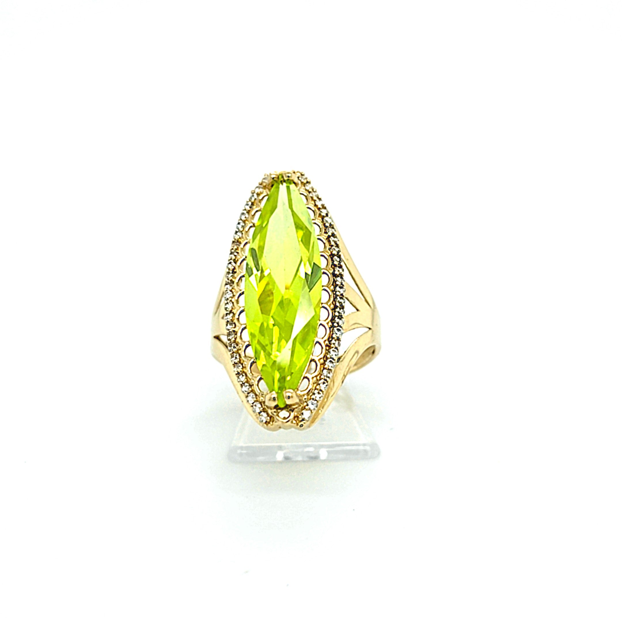 Ring Gold 585 14 kt Schmuckstein Grün Zirkonia Damen