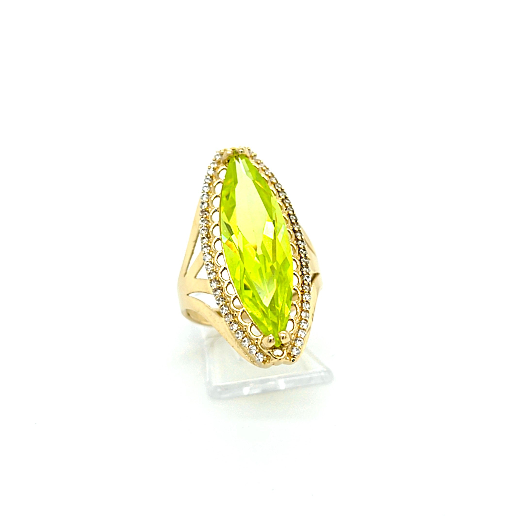 Ring Gold 585 14 kt Schmuckstein Grün Zirkonia Damen