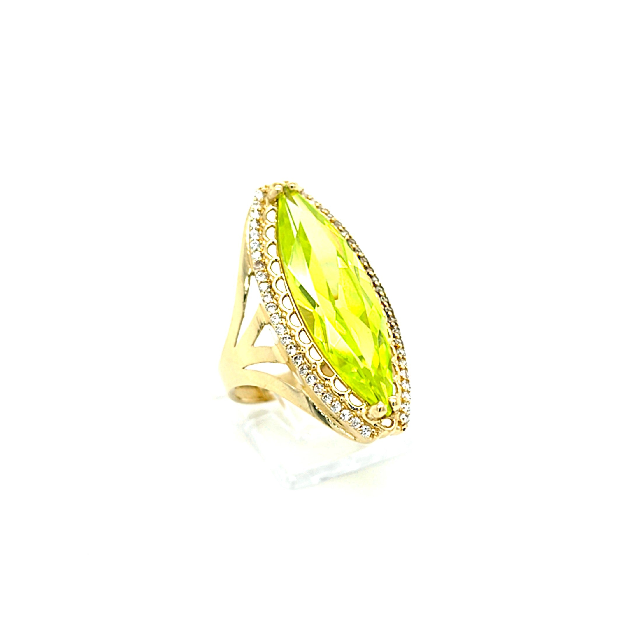 Ring Gold 585 14 kt Schmuckstein Grün Zirkonia Damen