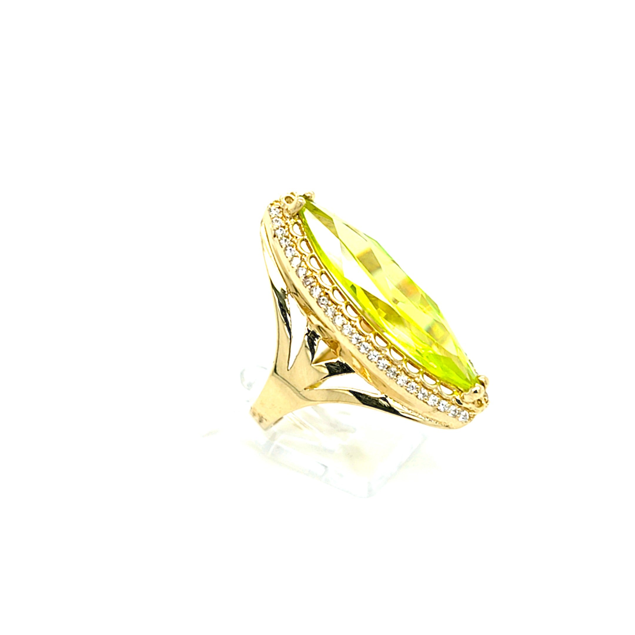 Ring Gold 585 14 kt Schmuckstein Grün Zirkonia Damen