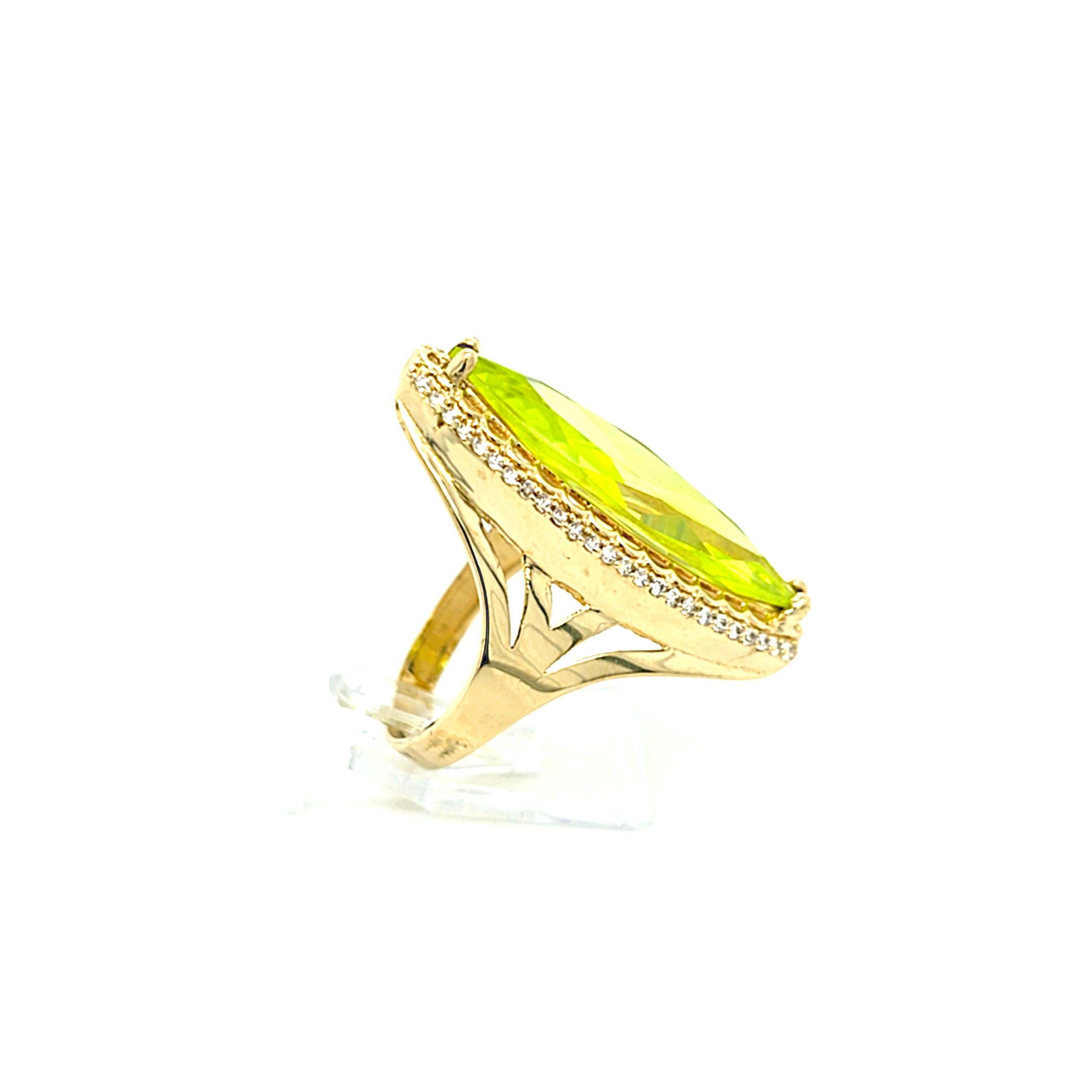 Ring Gold 585 14 kt Schmuckstein Grün Zirkonia Damen