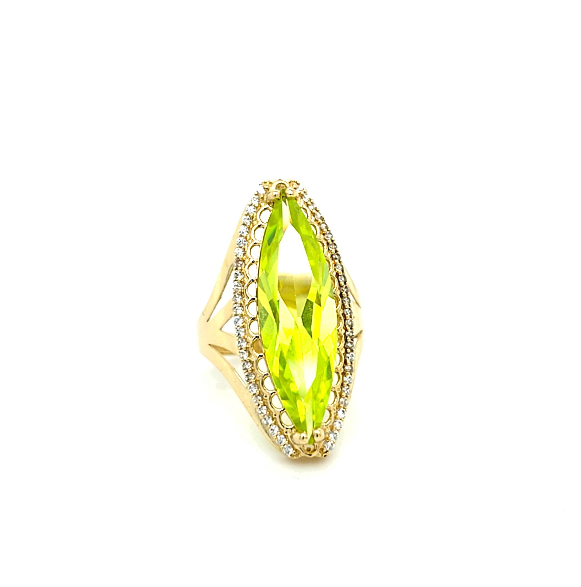Ring Gold 585 14 kt Schmuckstein Grün Zirkonia Damen