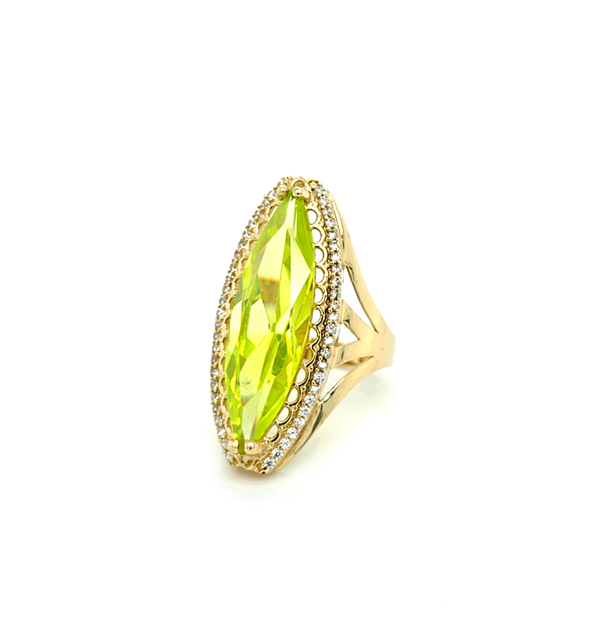 Ring Gold 585 14 kt Schmuckstein Grün Zirkonia Damen