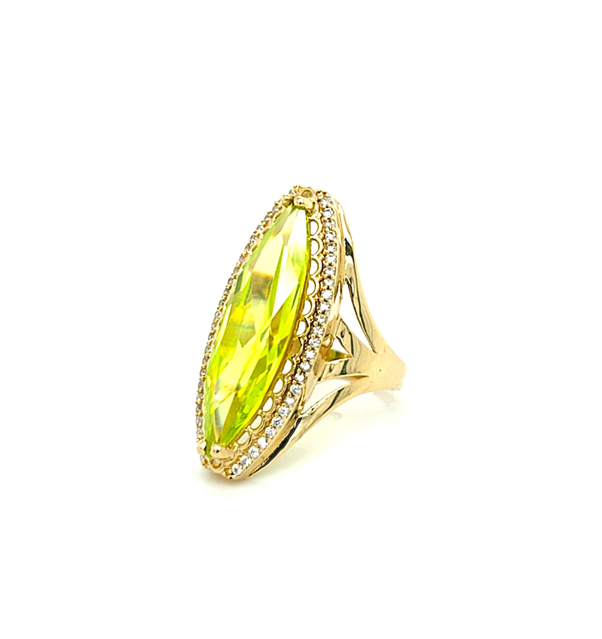 Ring Gold 585 14 kt Schmuckstein Grün Zirkonia Damen