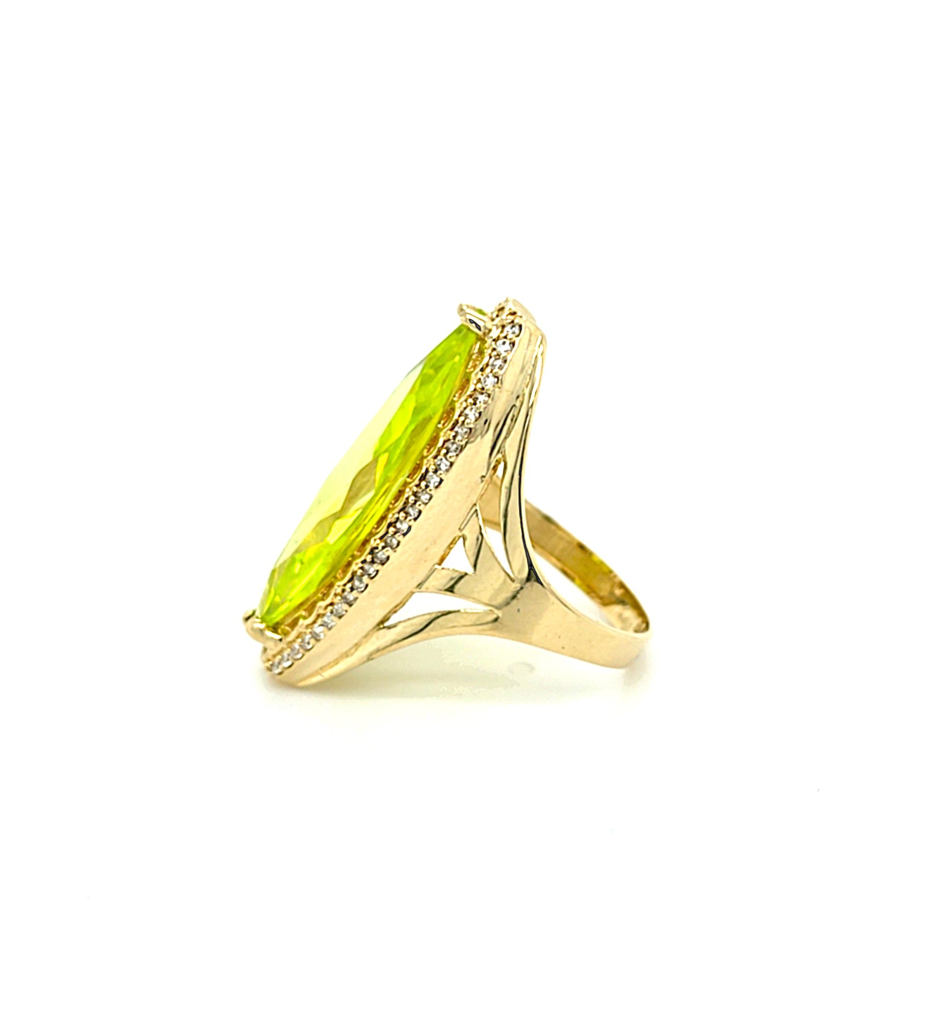 Ring Gold 585 14 kt Schmuckstein Grün Zirkonia Damen