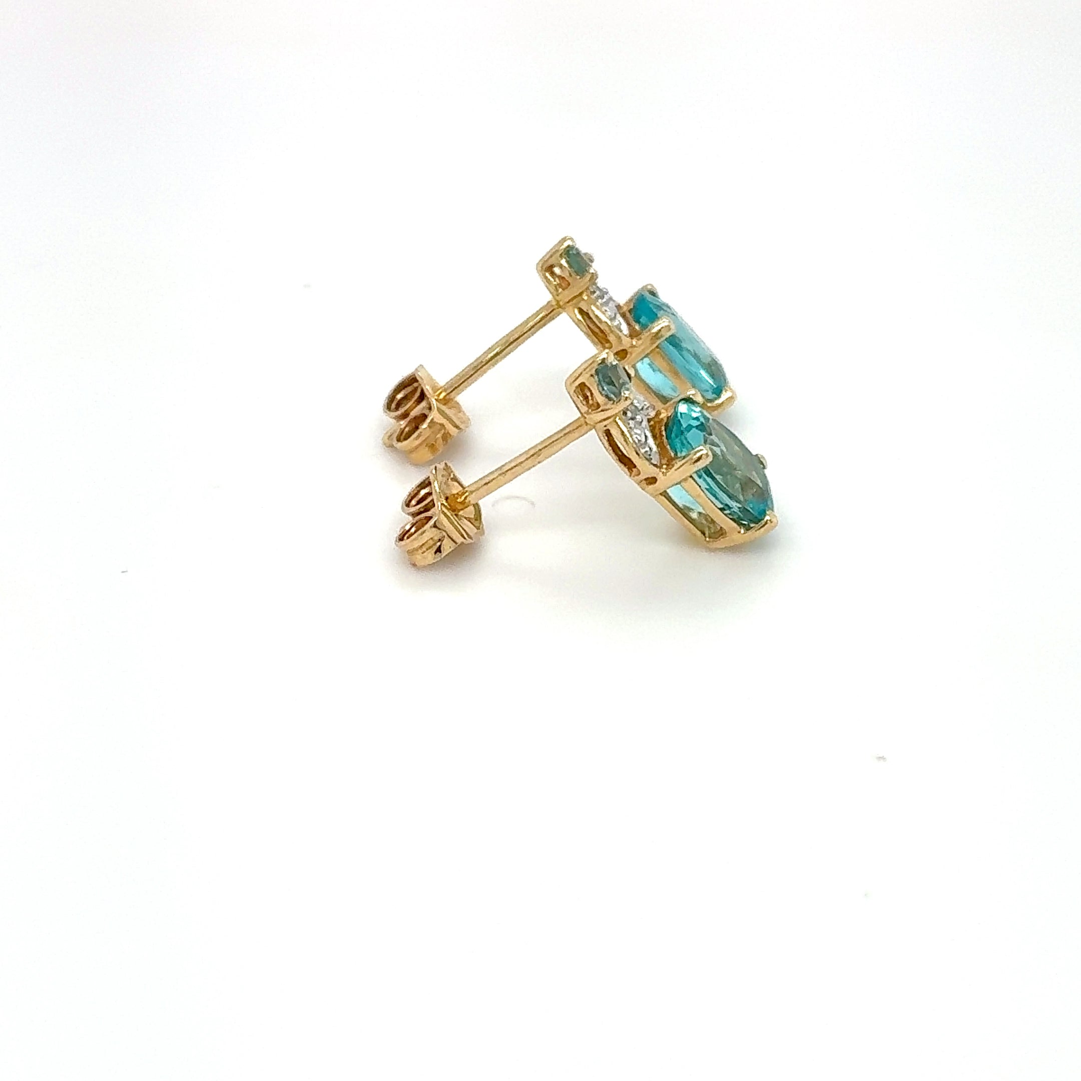 Topas Diamant Gold Ohrringe 585 Gelbgold 14kt Ohrstecker