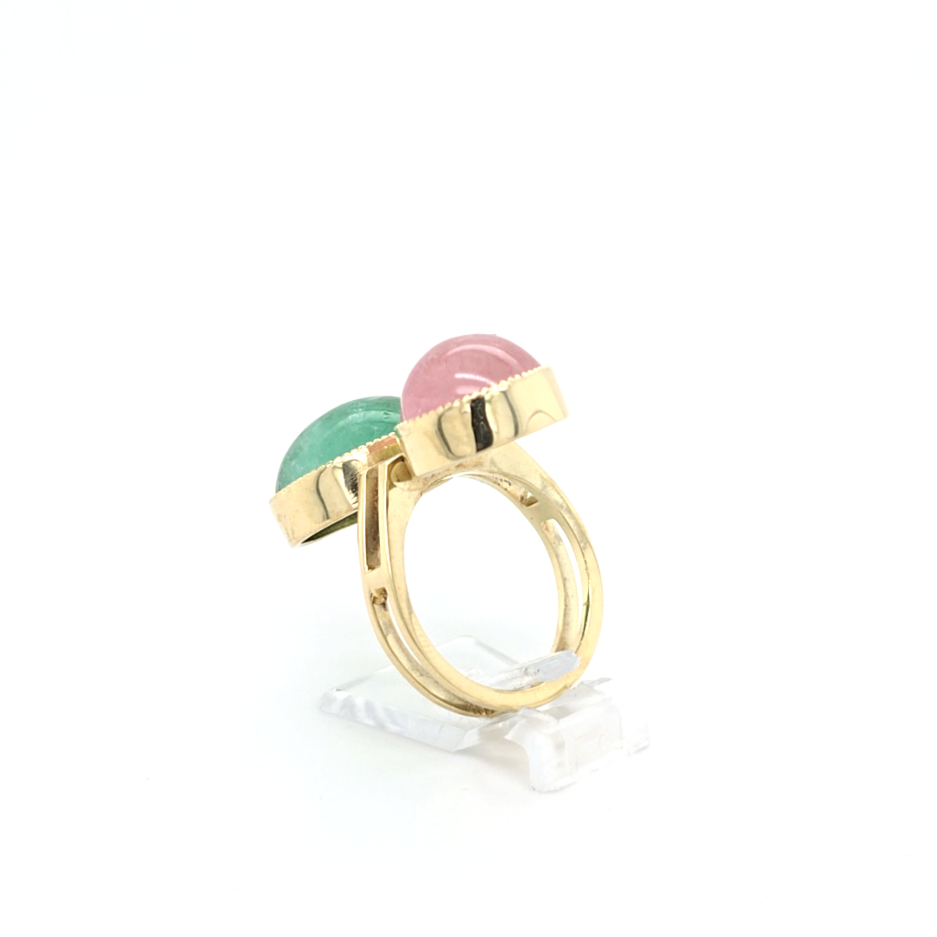 Ring Gelb Gold 585 Schmuckstein Rosa Grün Damen Schmuck