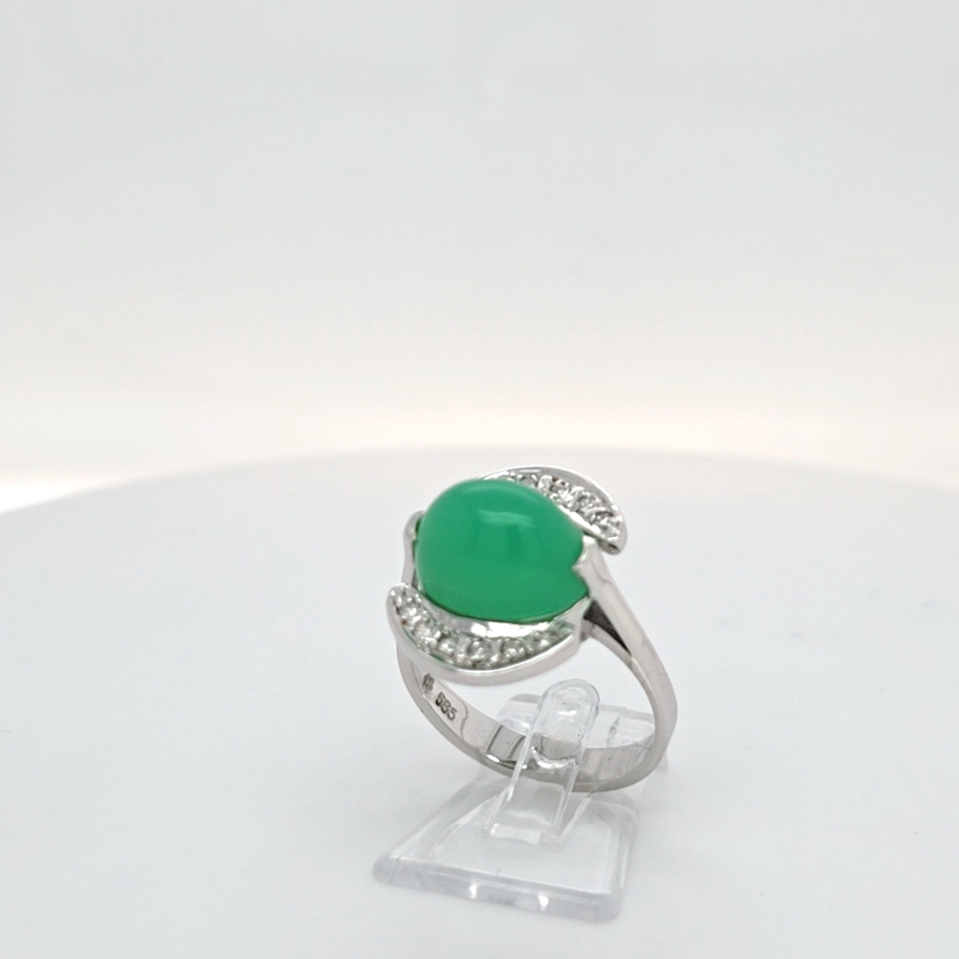 Ring Weiß Gold 585 Zirkonia Schmuckstein Grün Damen