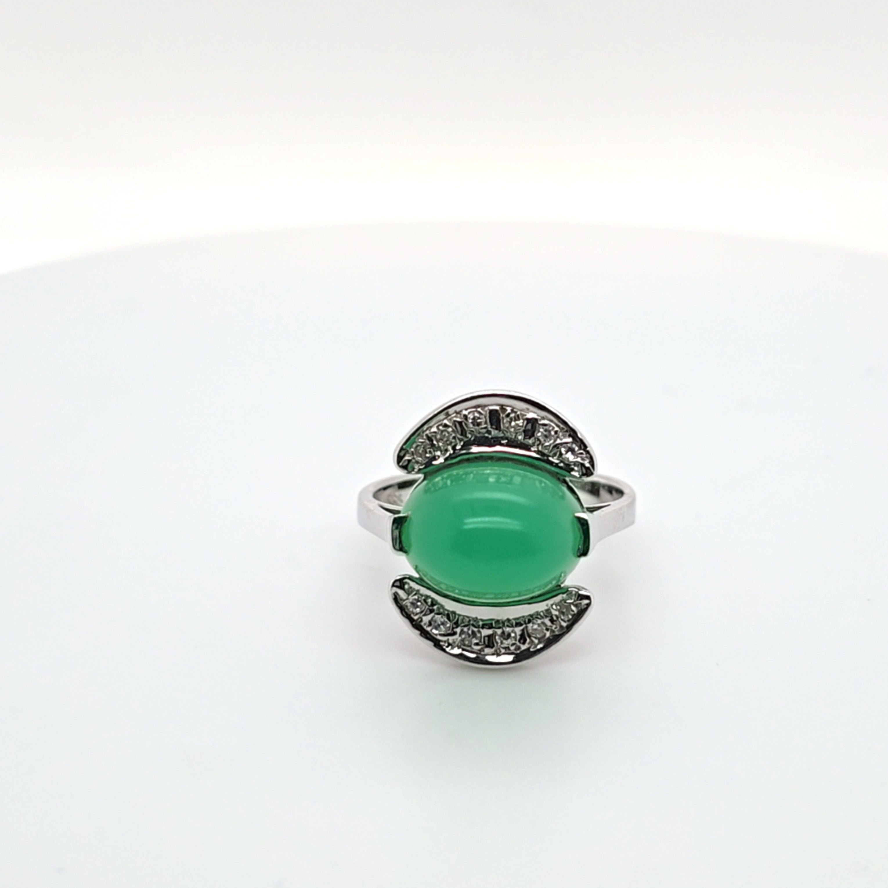 Ring Weiß Gold 585 Zirkonia Schmuckstein Grün Damen