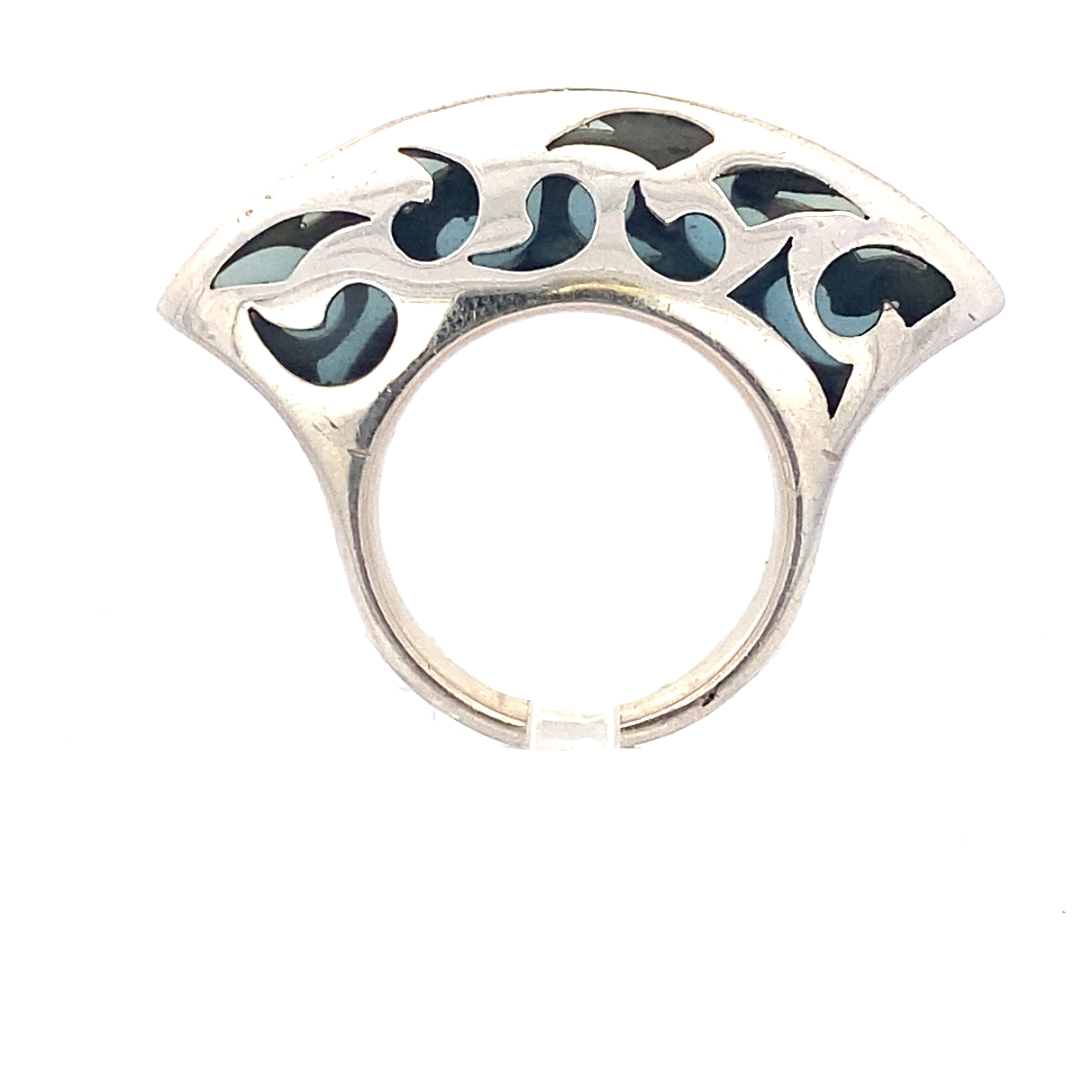 Damenring Sterlingsilber S925 Farbstein grün/blau