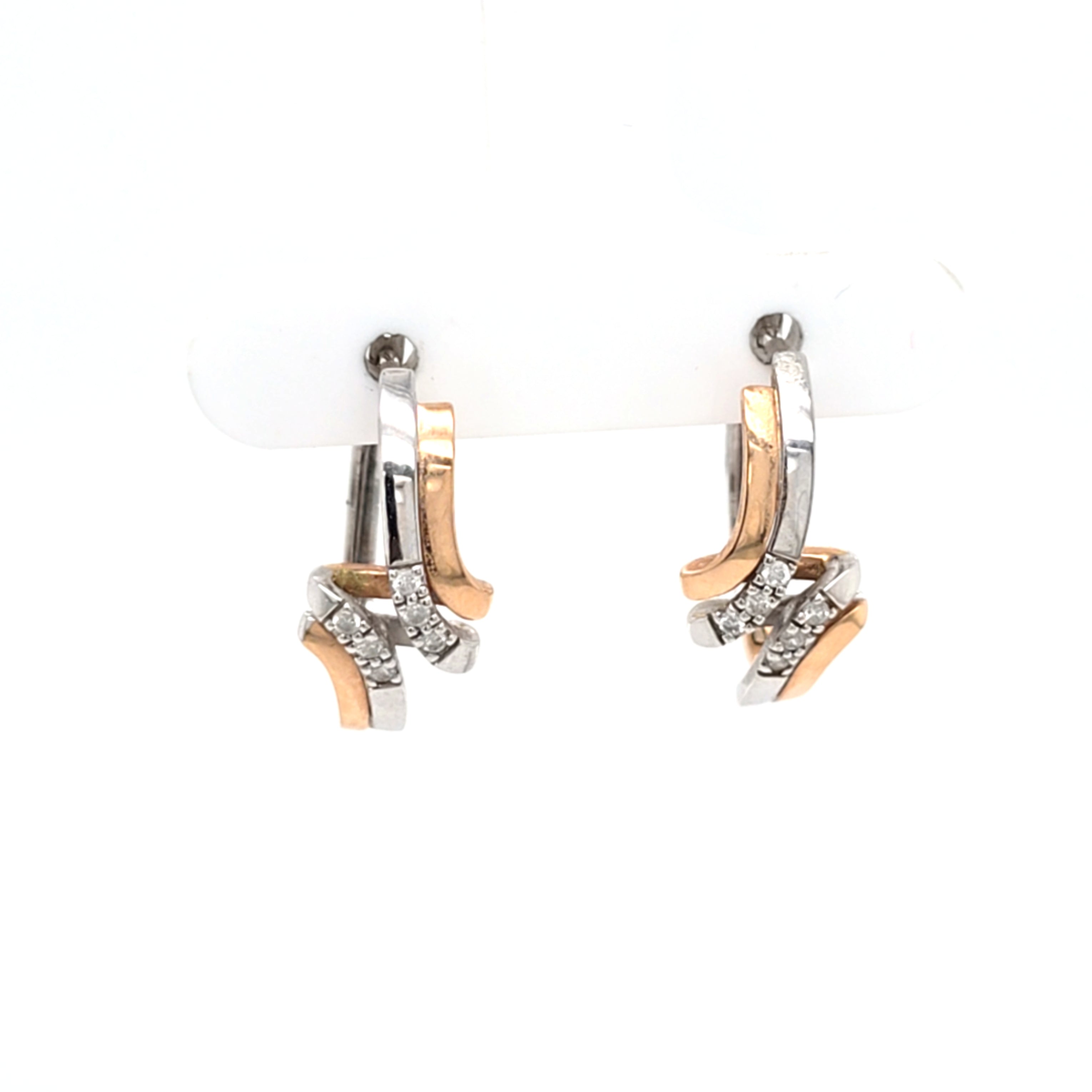 Ohrringe Weißgold Rotgold 585 14 kt Creole Brillanten Schmuck Geschenk 203361