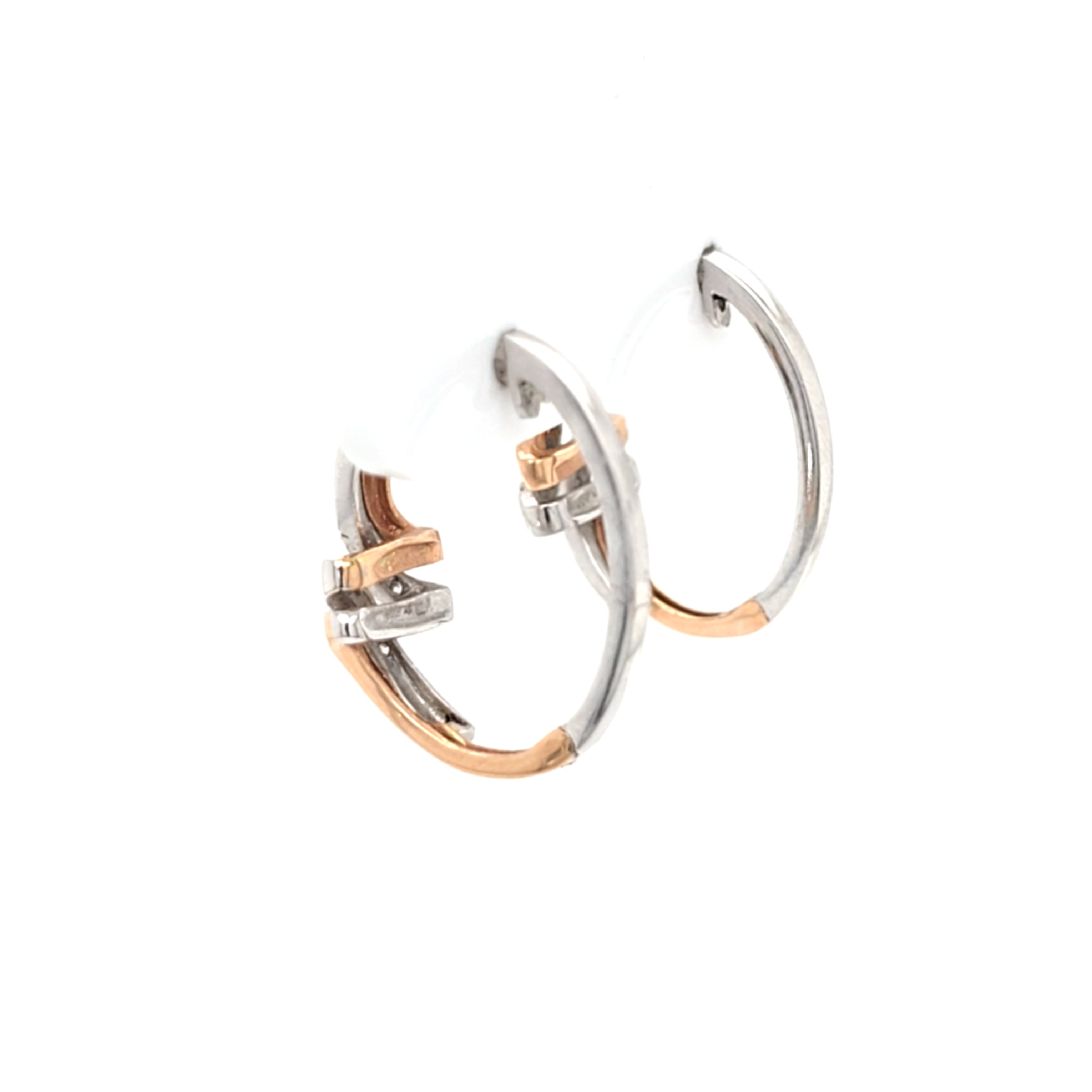 Ohrringe Weißgold Rotgold 585 14 kt Creole Brillanten Schmuck Geschenk 203361