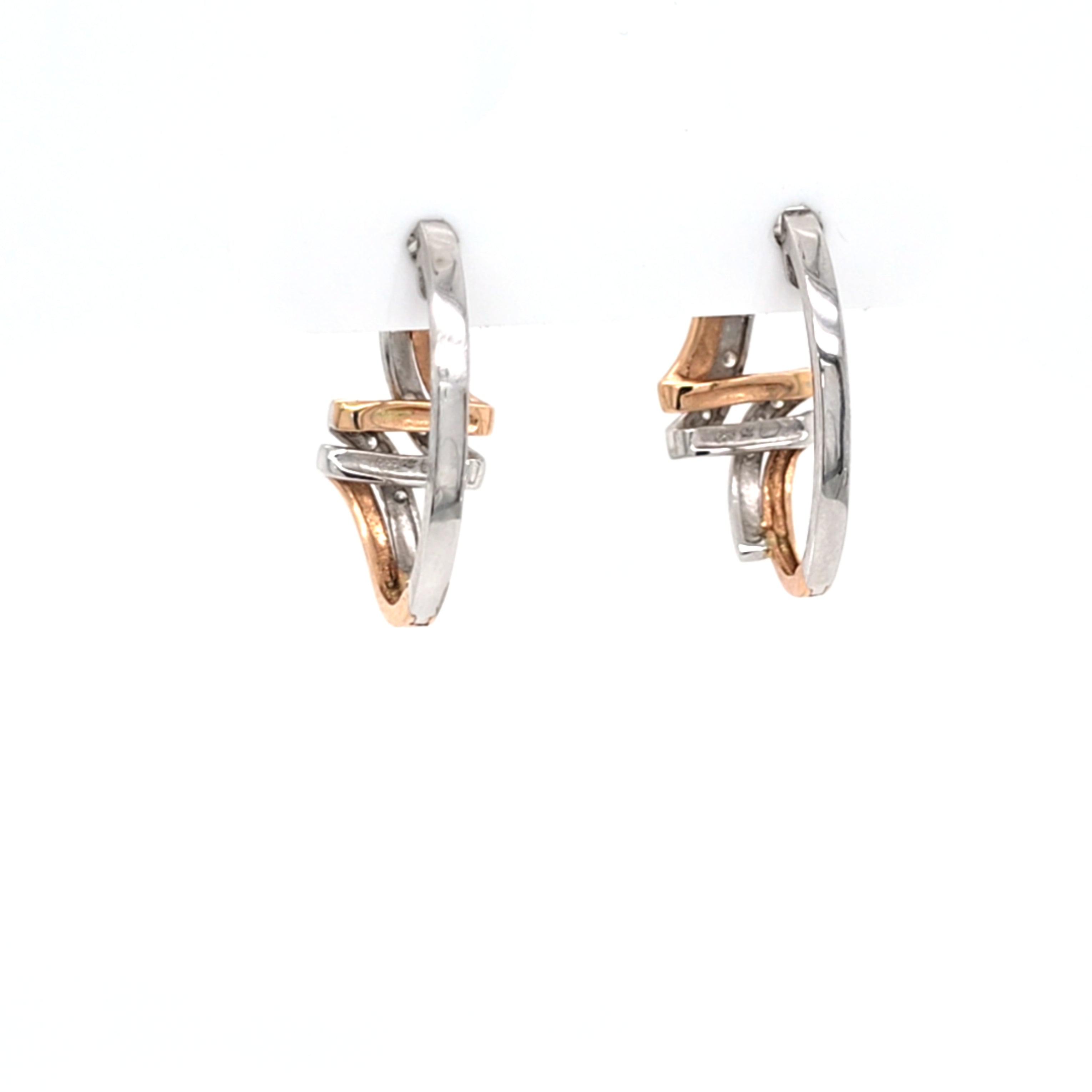 Ohrringe Weißgold Rotgold 585 14 kt Creole Brillanten Schmuck Geschenk 203361