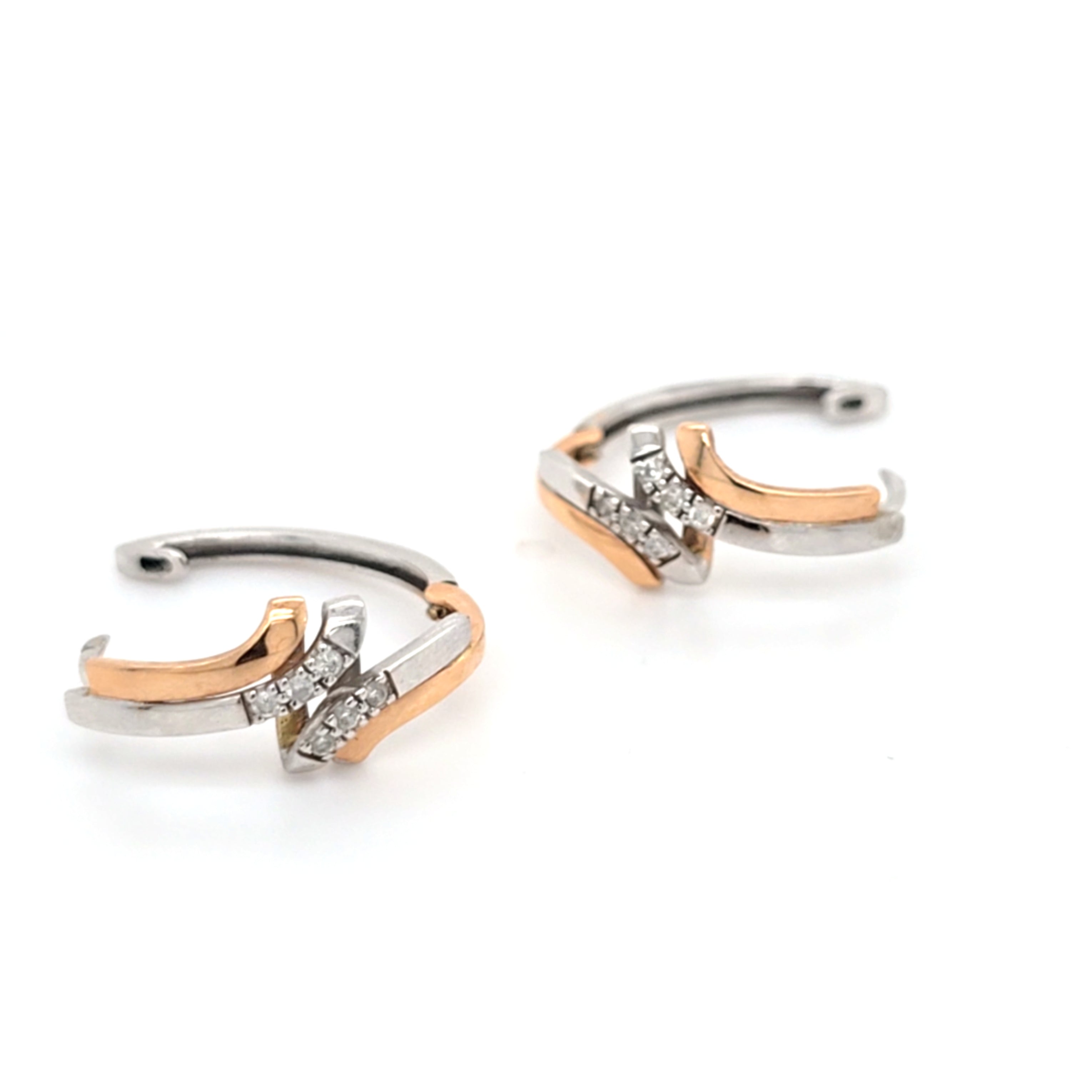 Ohrringe Weißgold Rotgold 585 14 kt Creole Brillanten Schmuck Geschenk 203361
