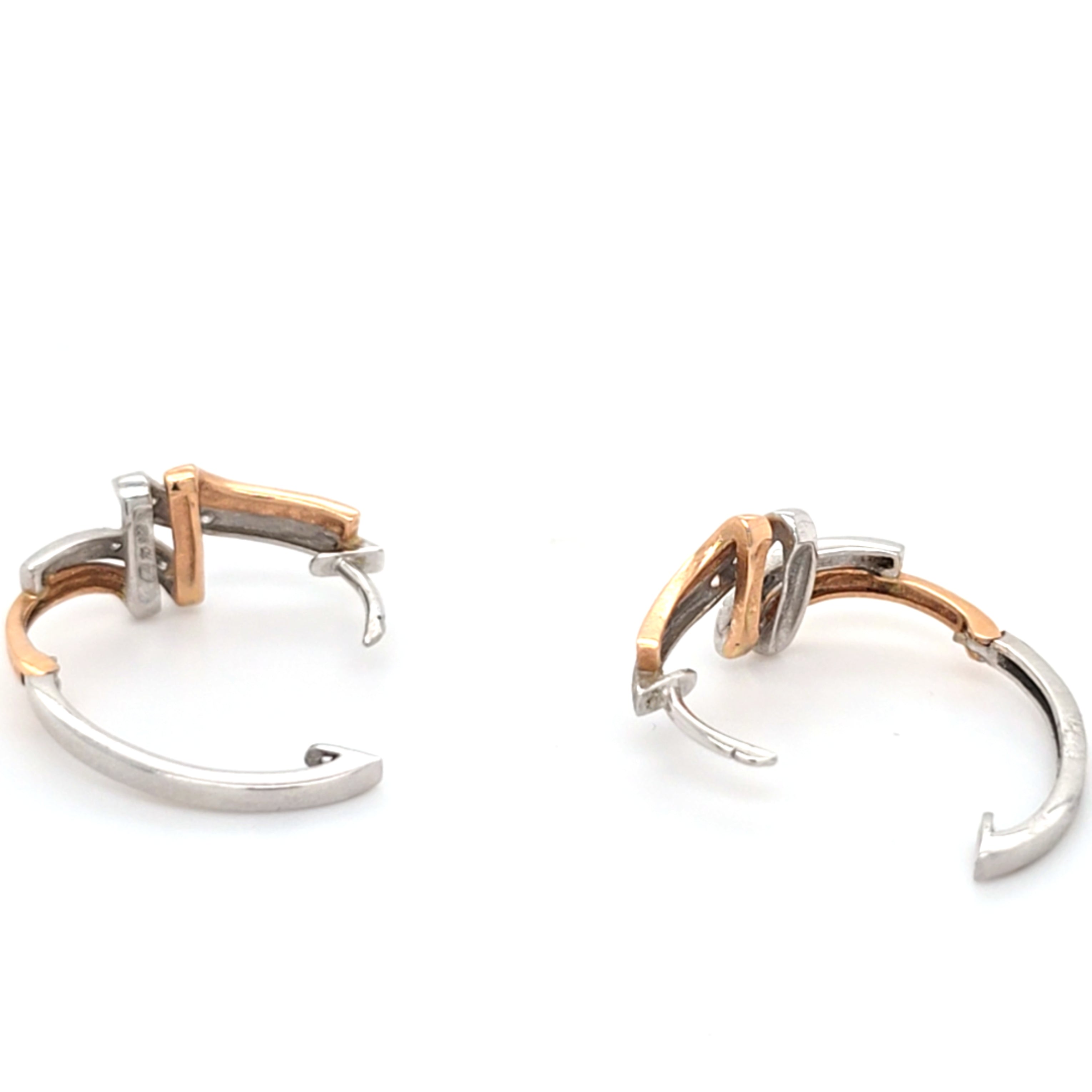 Ohrringe Weißgold Rotgold 585 14 kt Creole Brillanten Schmuck Geschenk 203361
