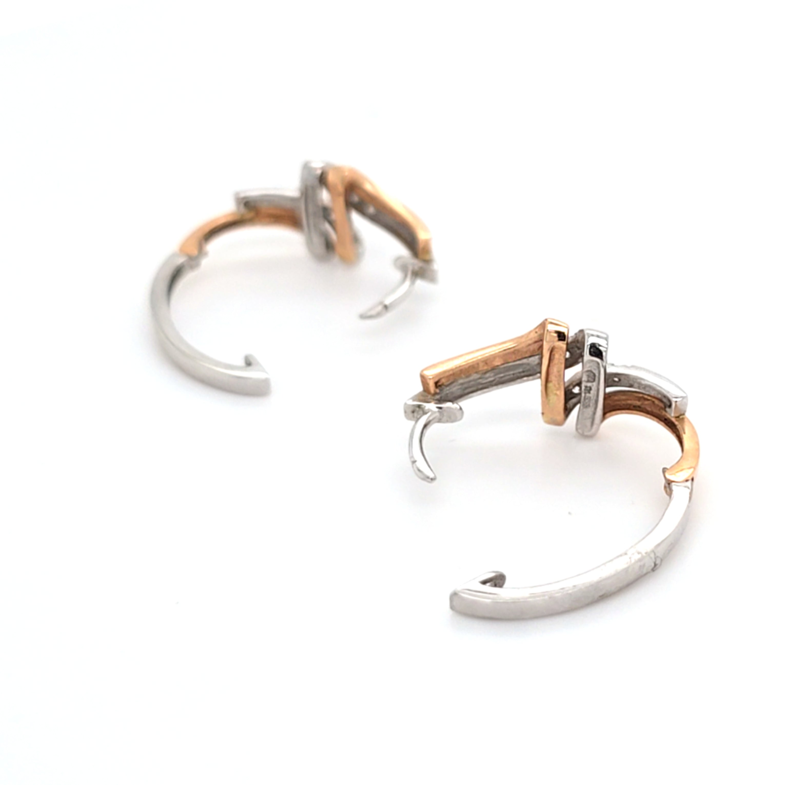 Ohrringe Weißgold Rotgold 585 14 kt Creole Brillanten Schmuck Geschenk 203361