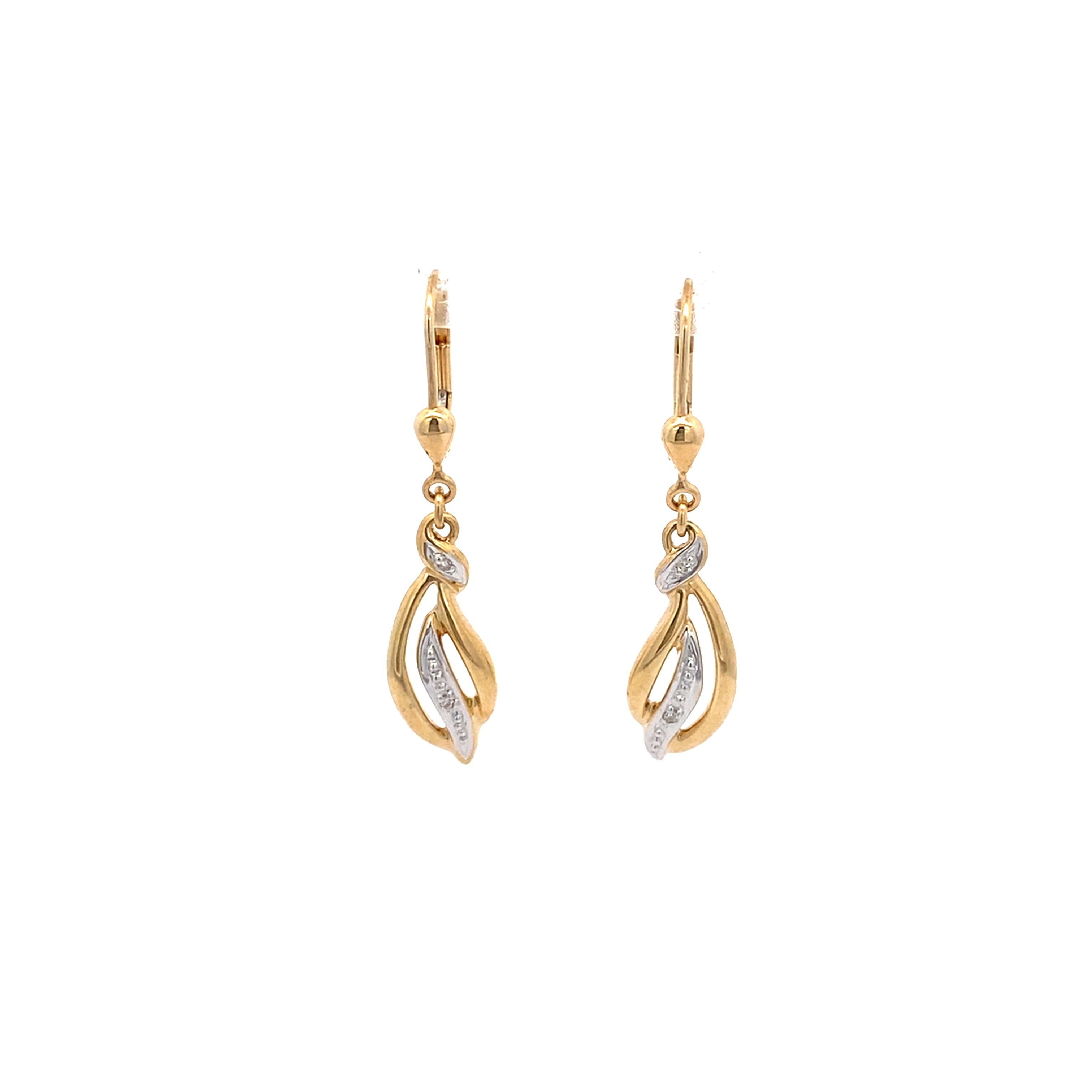 Ohrhänger Gelbgold und Weißgold 585 / 14 kt