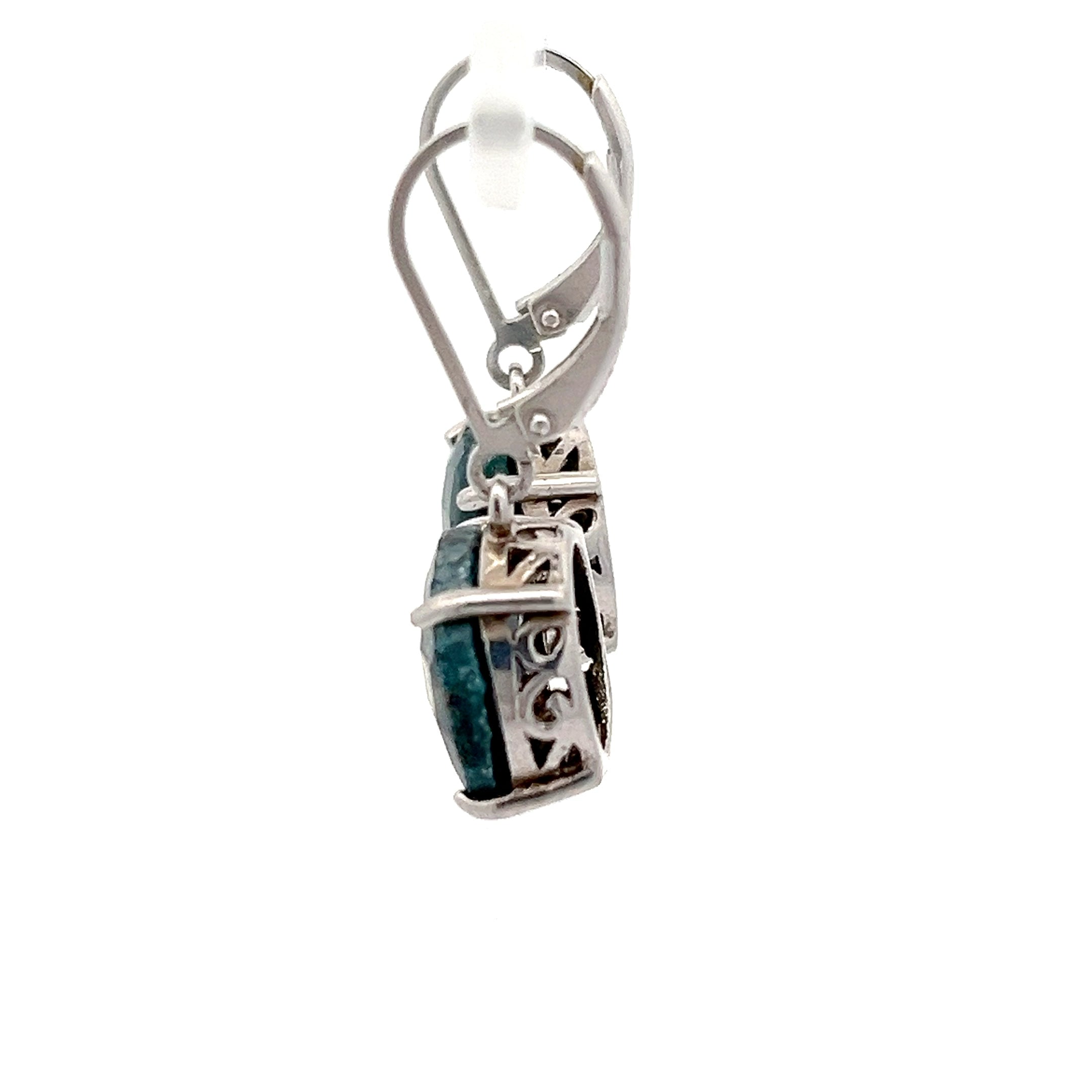 Art-Deco / Vintage Ohrringe Sterling Silber mit grünem Stein