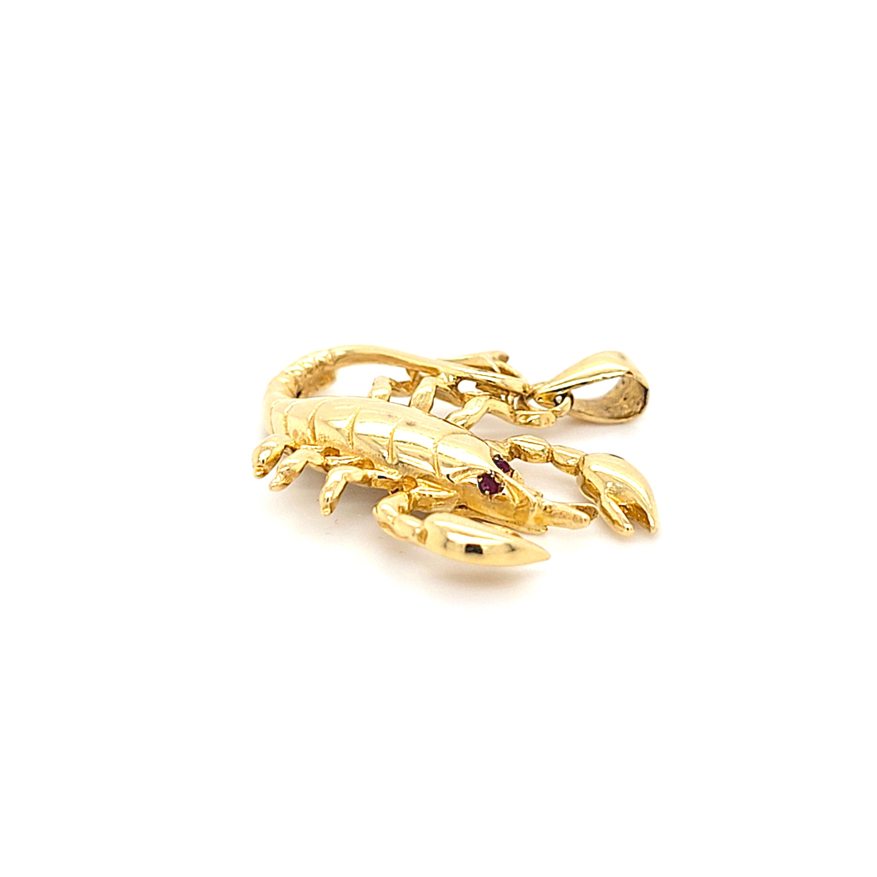 Anhänger Schmuck Gold 585 14 kt Skorpion Schmucksteine Rot Geschenk