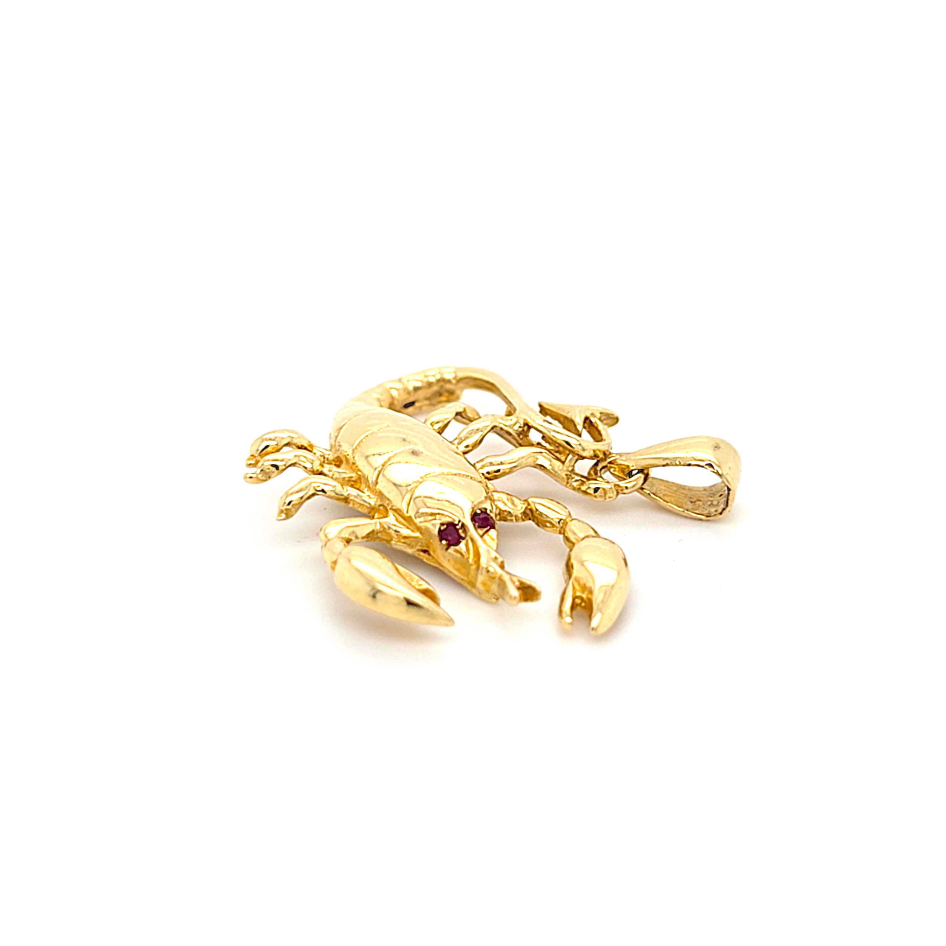 Anhänger Schmuck Gold 585 14 kt Skorpion Schmucksteine Rot Geschenk