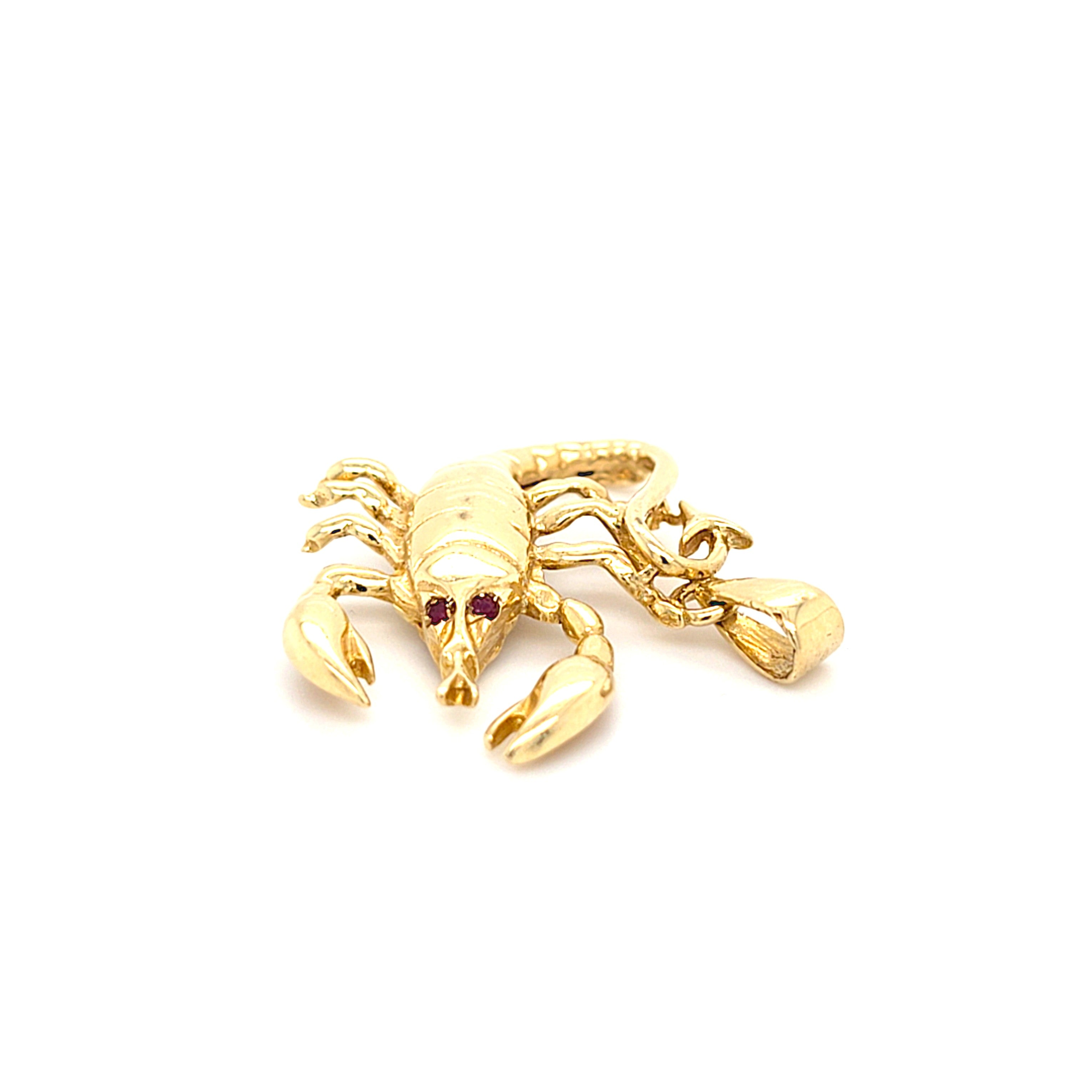 Anhänger Schmuck Gold 585 14 kt Skorpion Schmucksteine Rot Geschenk