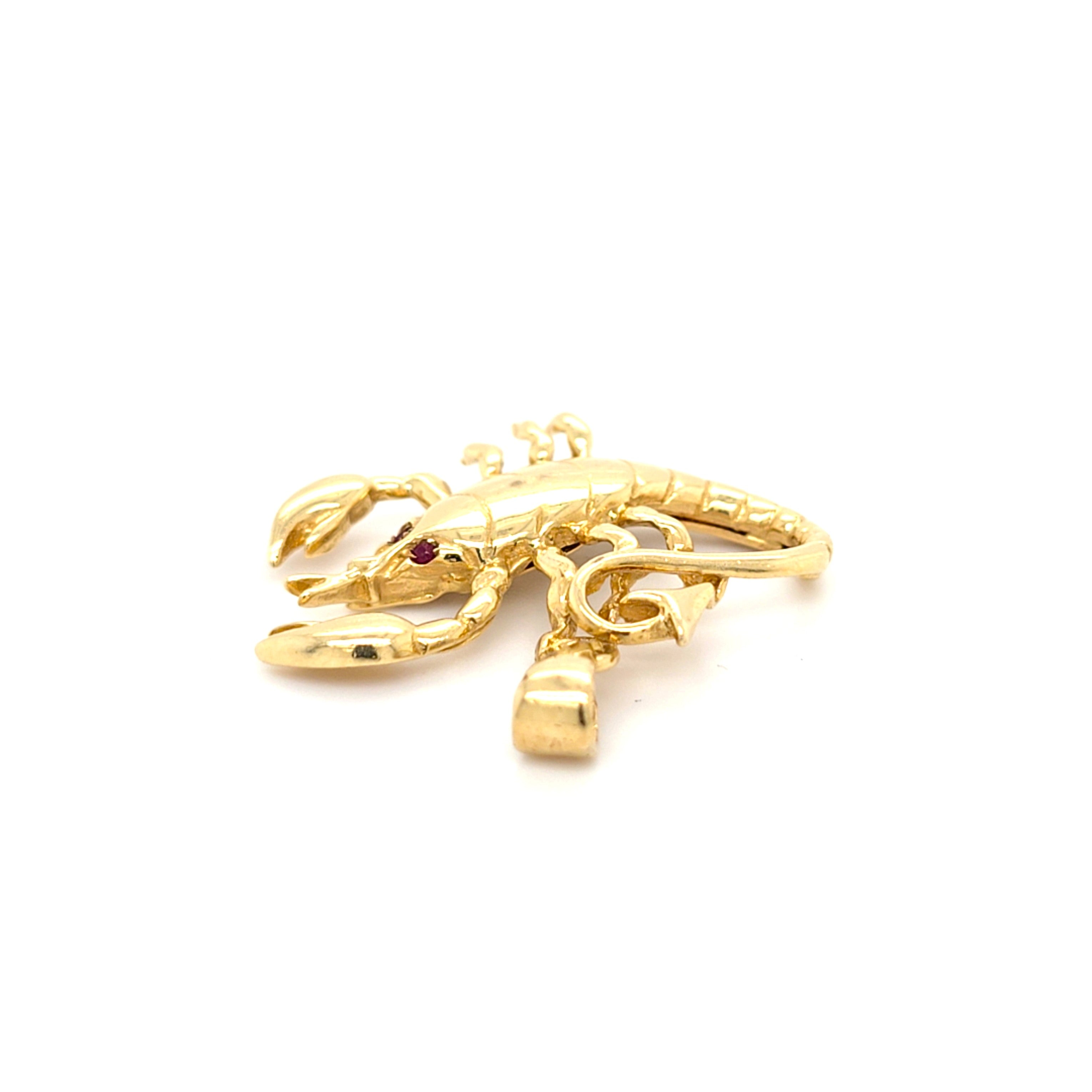 Anhänger Schmuck Gold 585 14 kt Skorpion Schmucksteine Rot Geschenk