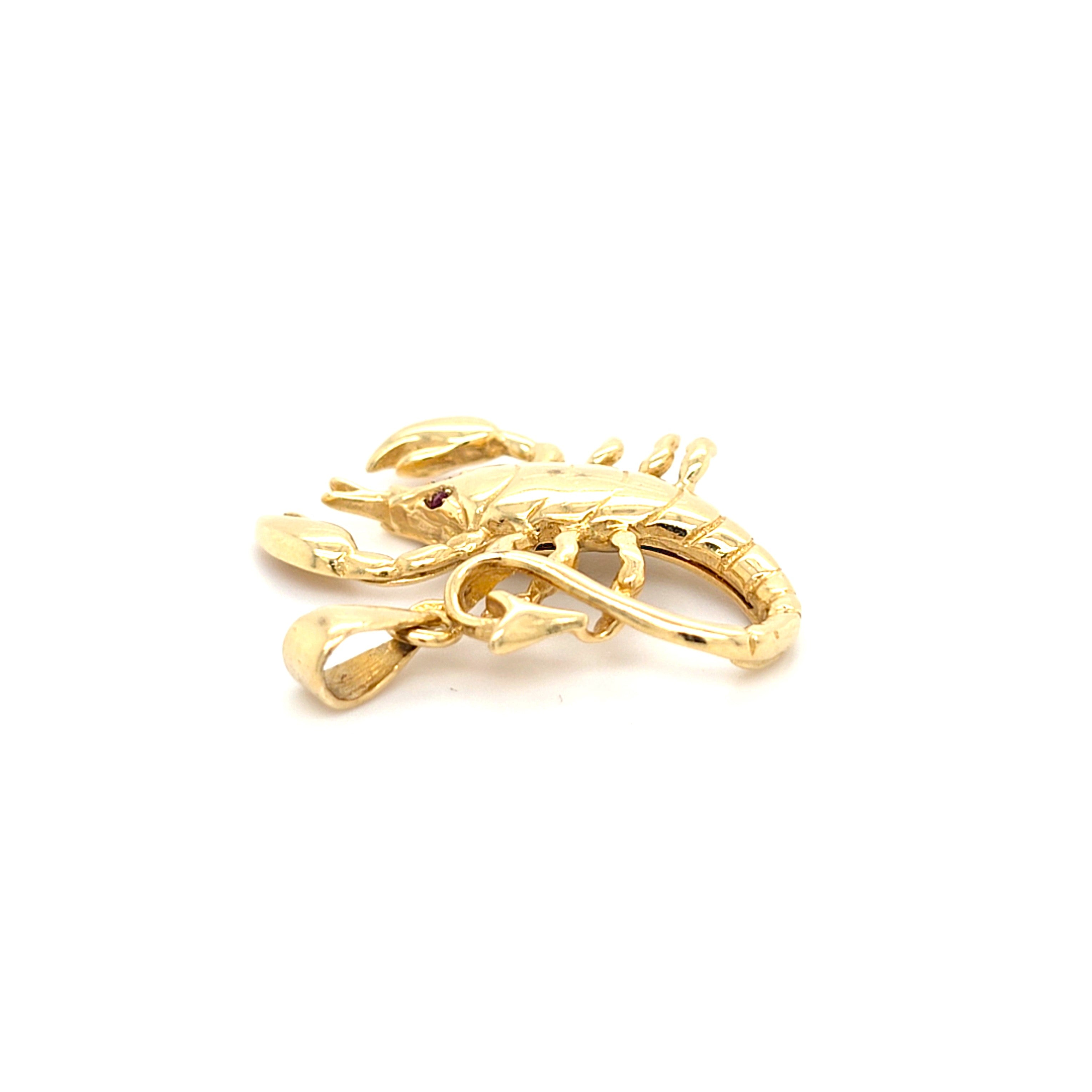 Anhänger Schmuck Gold 585 14 kt Skorpion Schmucksteine Rot Geschenk