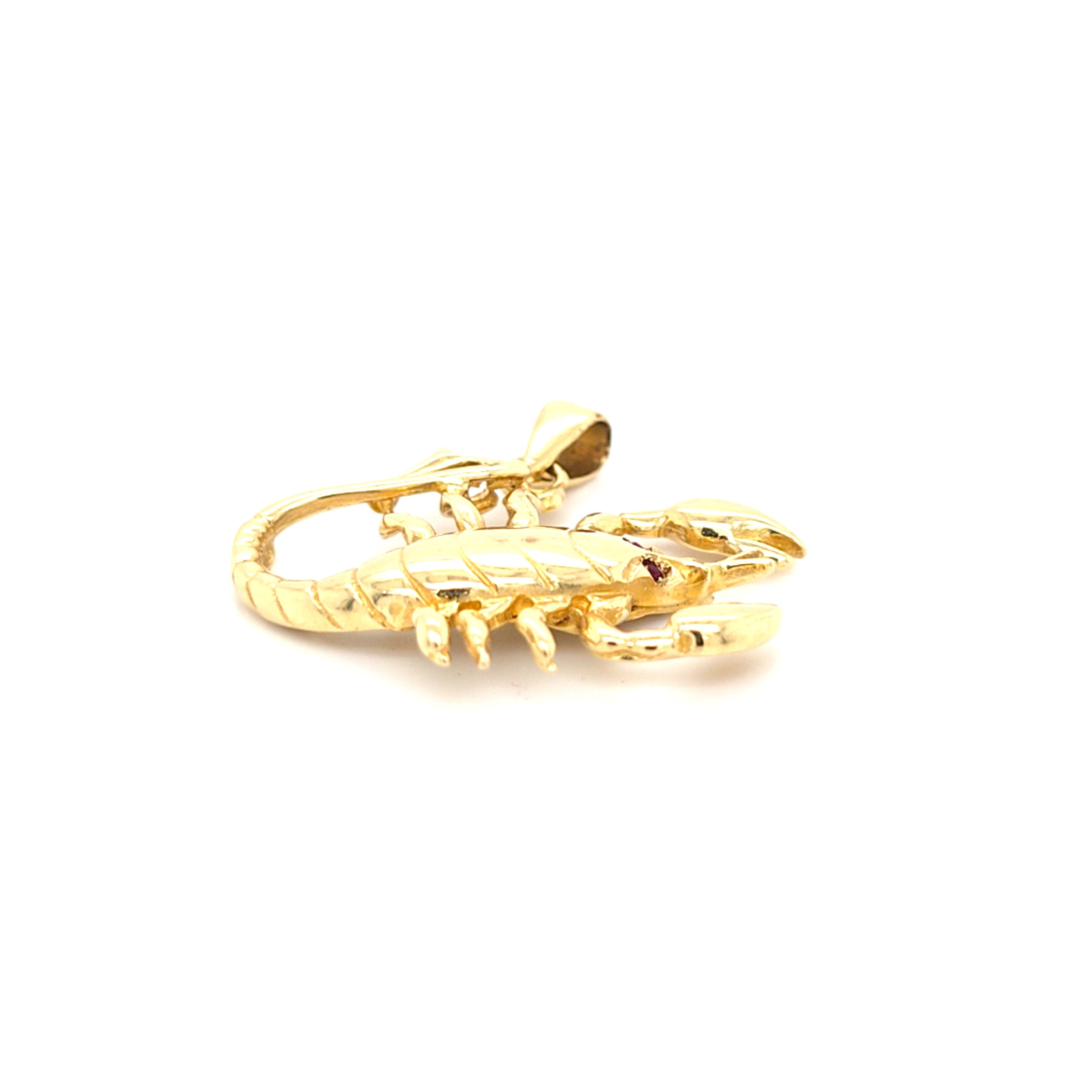 Anhänger Schmuck Gold 585 14 kt Skorpion Schmucksteine Rot Geschenk