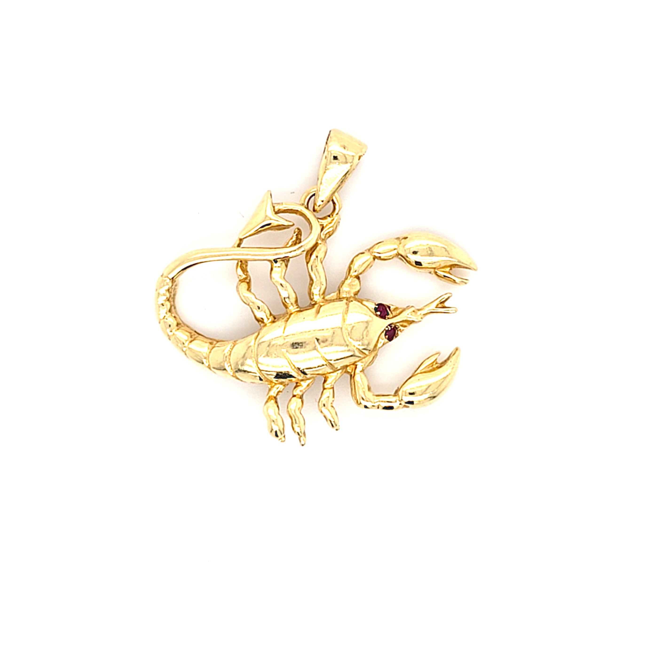 Anhänger Schmuck Gold 585 14 kt Skorpion Schmucksteine Rot Geschenk
