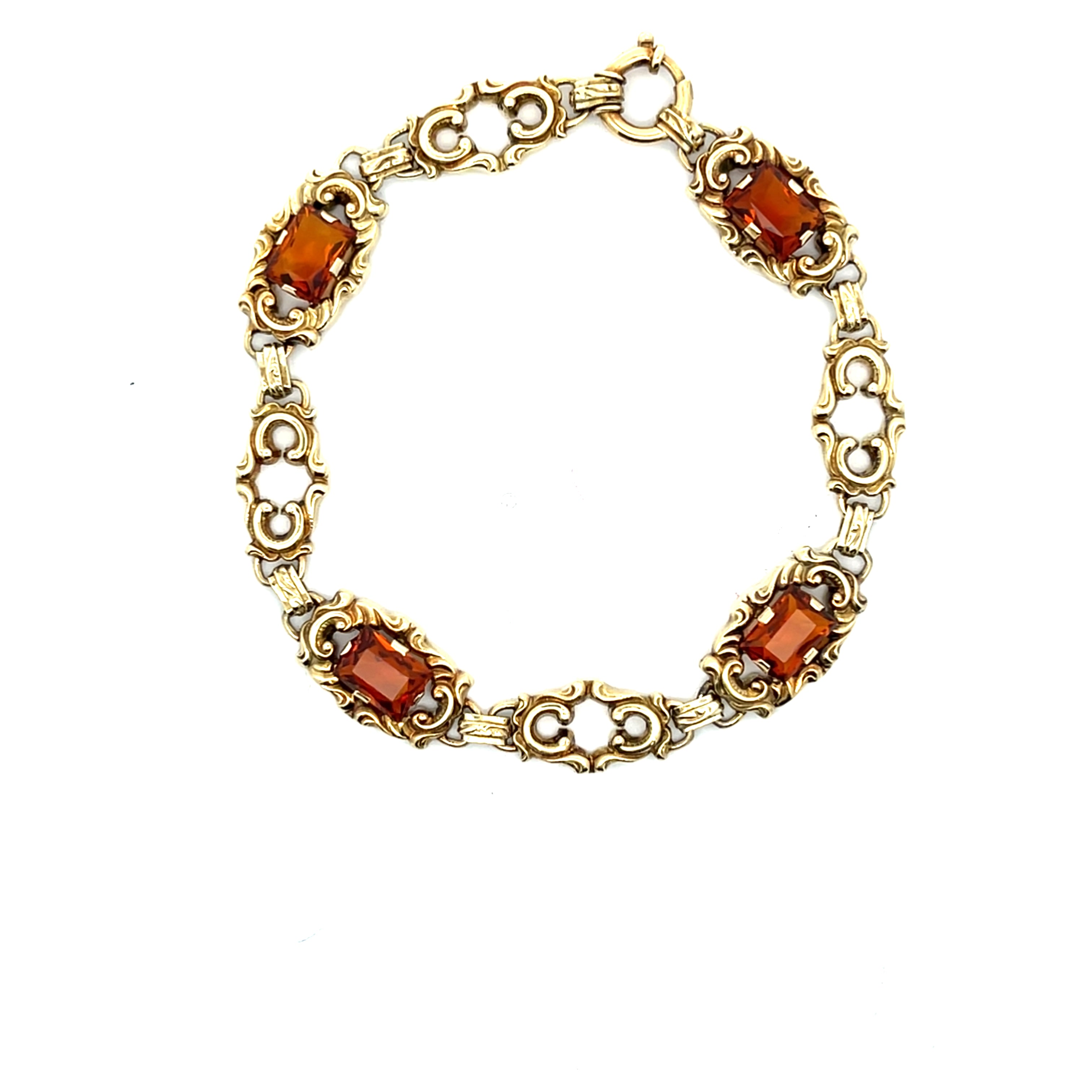 Viktorianisches Armband Gold 585 14 Karat mit orangenen Steinen