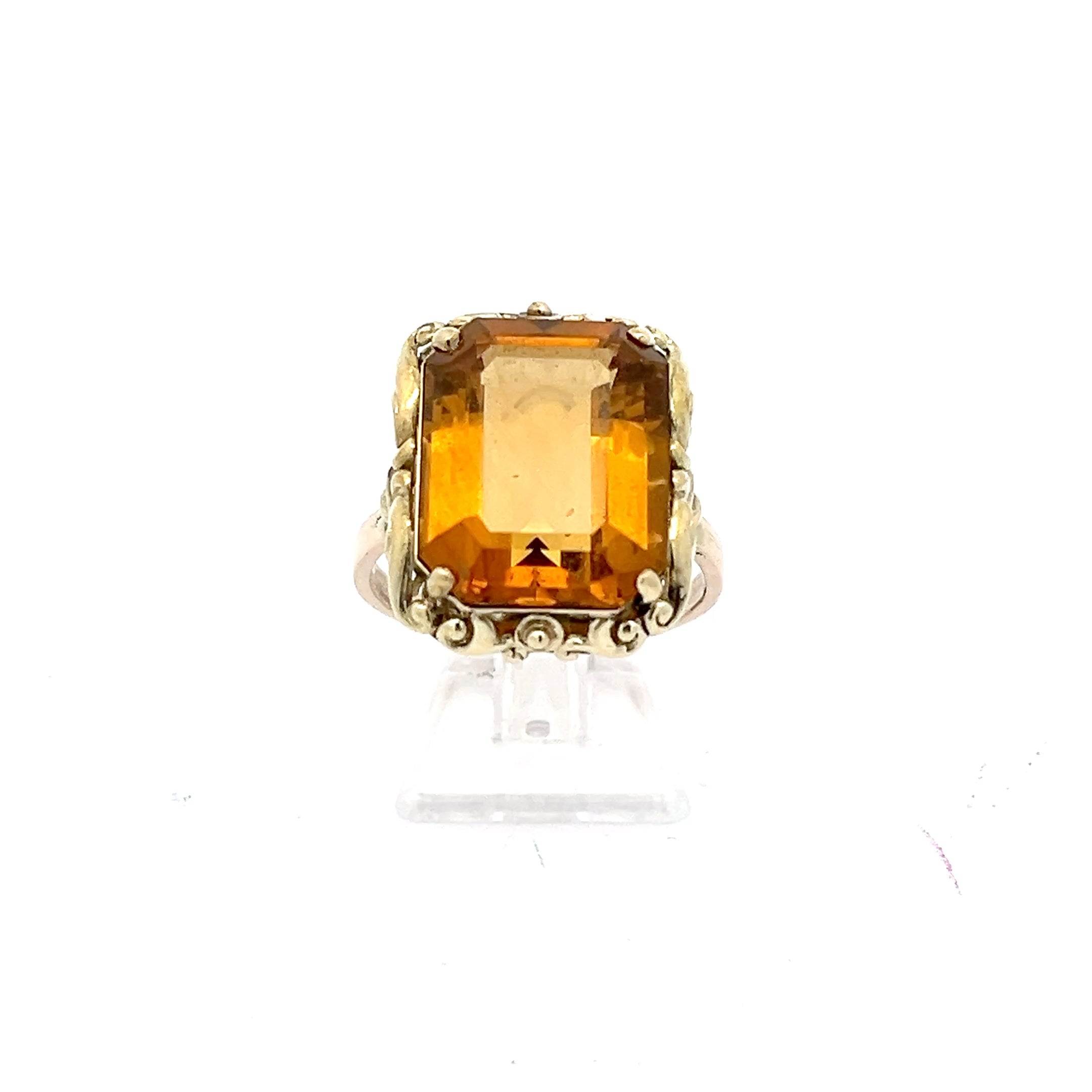 Viktorianischer Ring Gold 585 14 Karat mit orangenem Stein *60