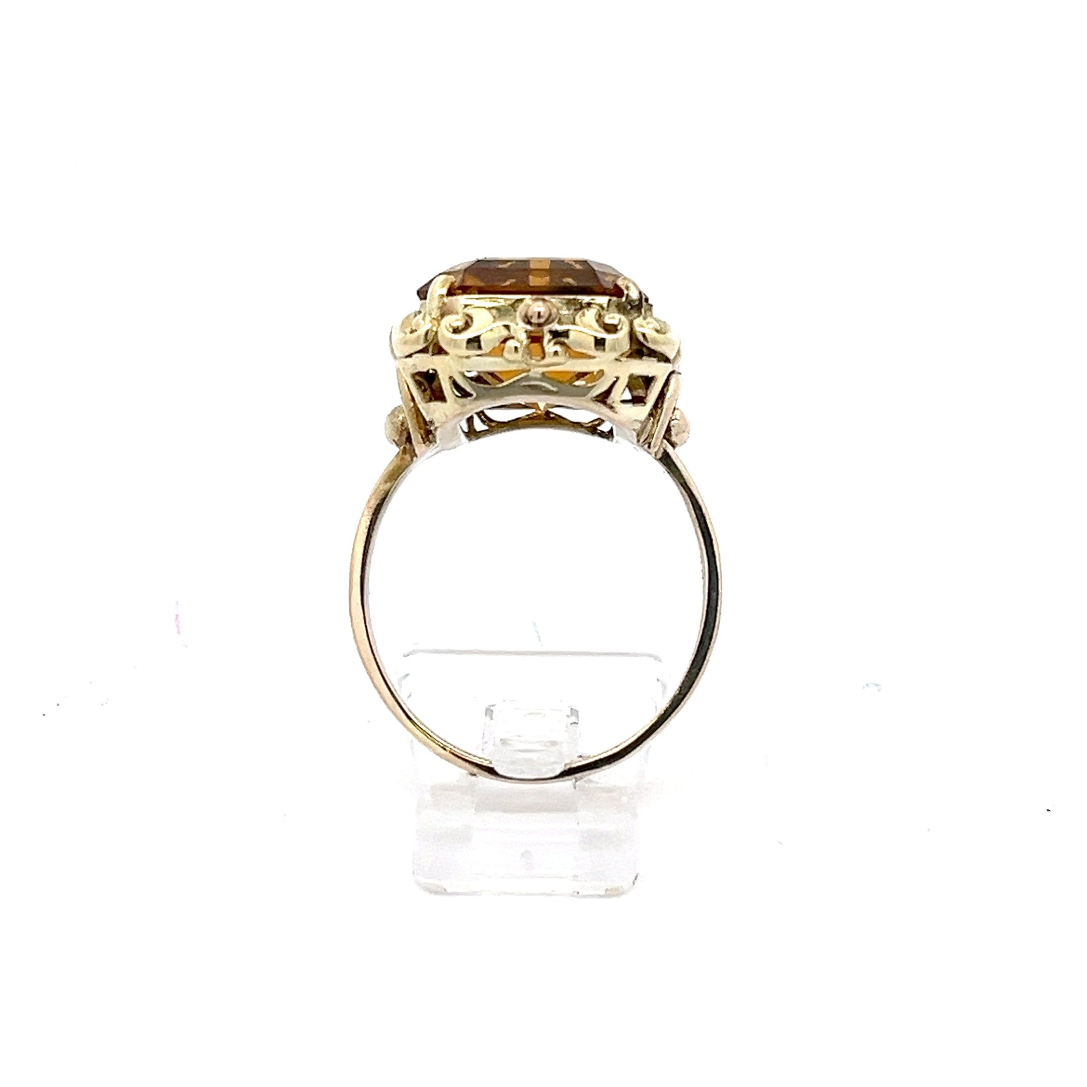 Viktorianischer Ring Gold 585 14 Karat mit orangenem Stein *60