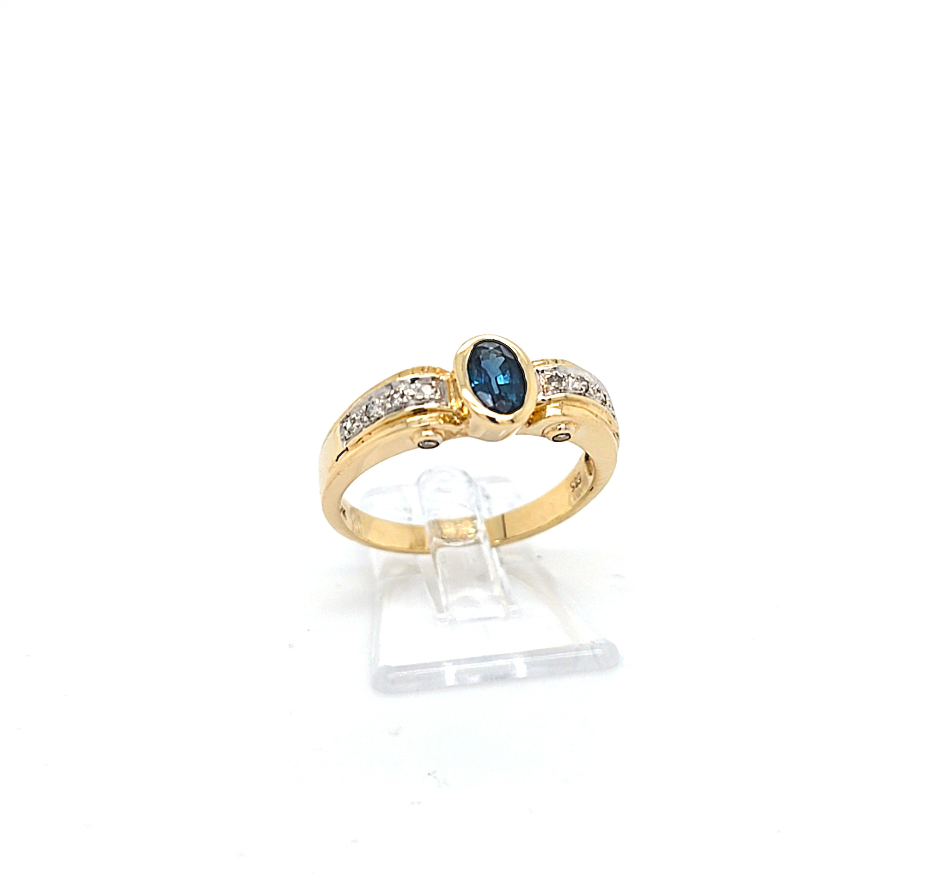 Ring Gold 585 14 kt Brillanten Blauer Schmucksetin Geschenk Damen