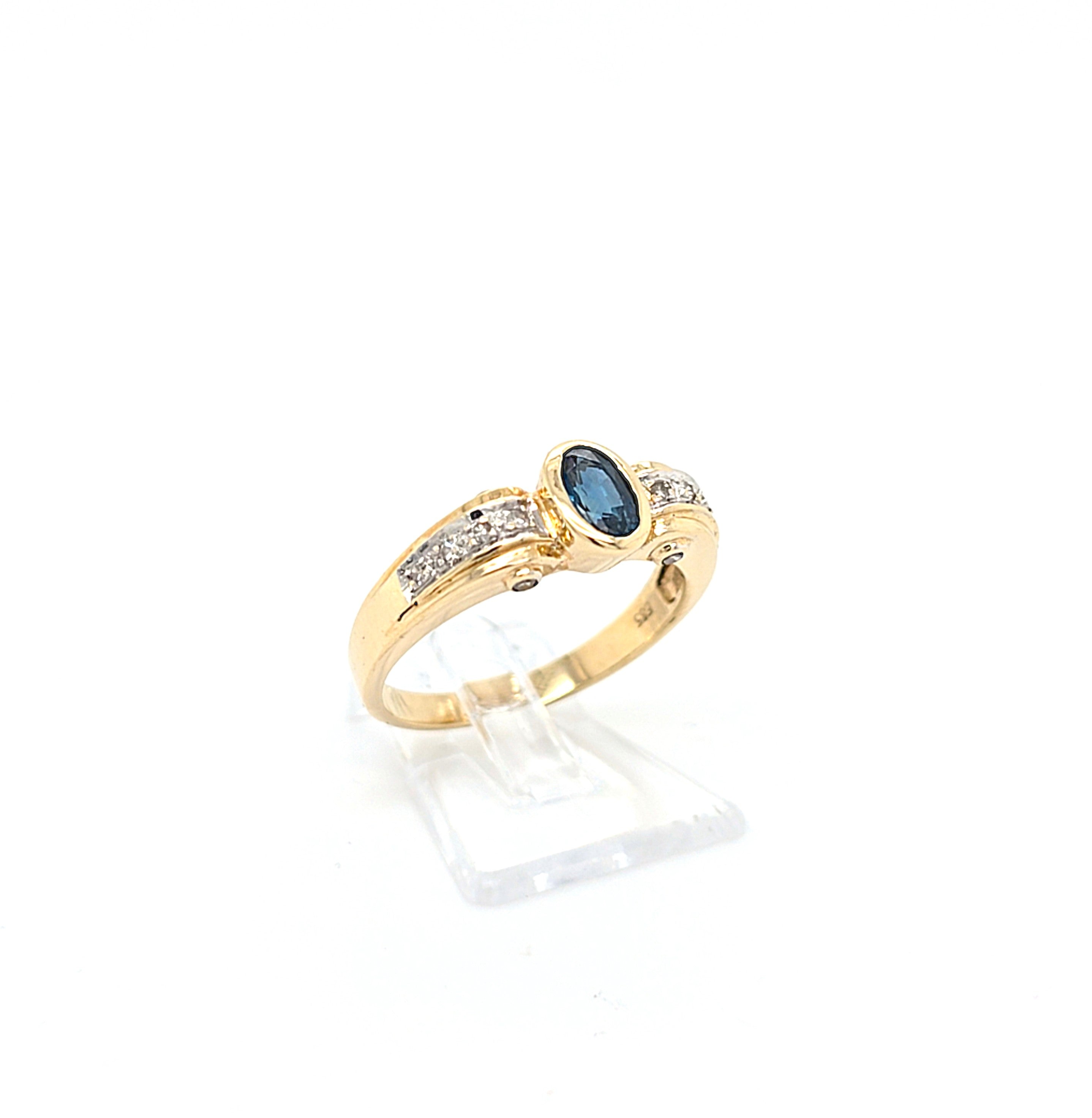 Ring Gold 585 14 kt Brillanten Blauer Schmucksetin Geschenk Damen